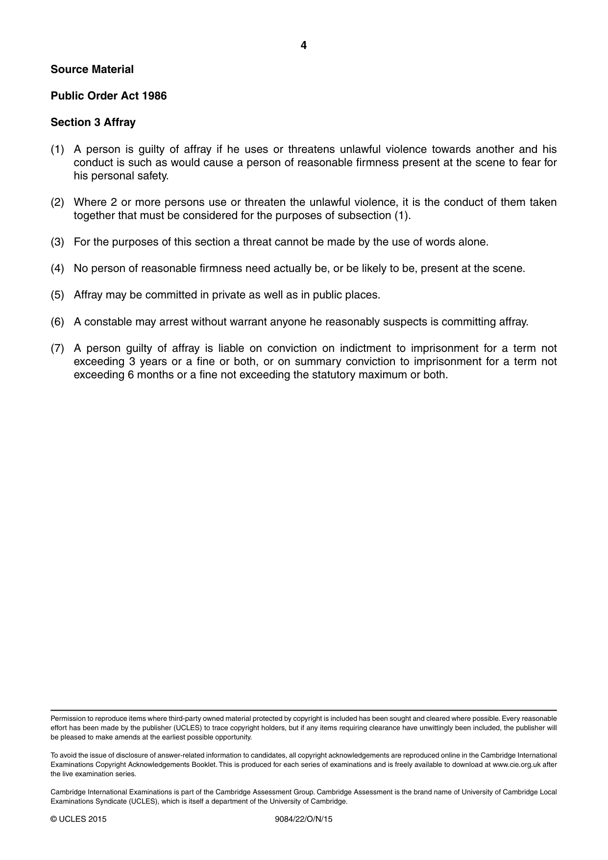 Cambridge A Level Law 9084 2015 Oct/Nov Paper 2 · Variant 2 question paper, page 4 of 4