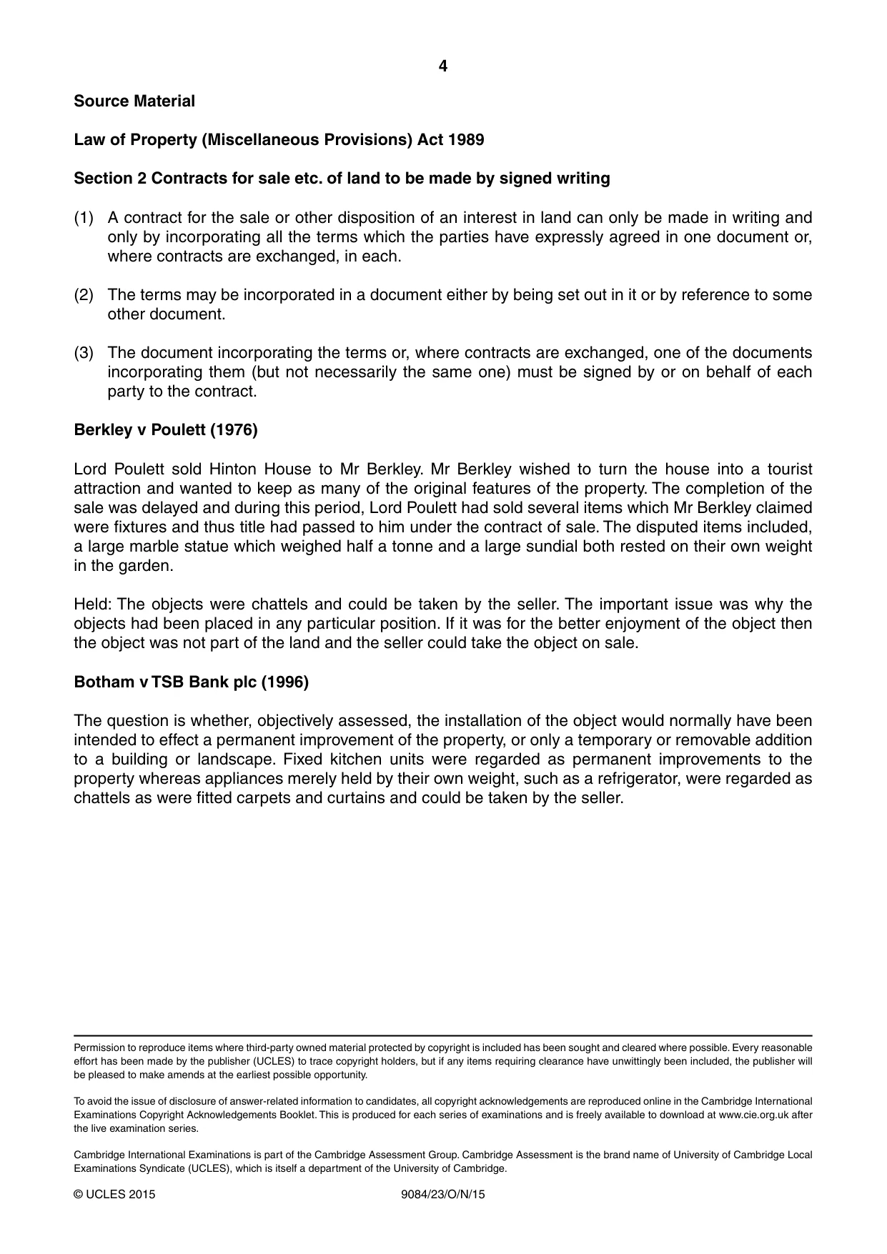 Cambridge A Level Law 9084 2015 Oct/Nov Paper 2 · Variant 3 question paper, page 4 of 4