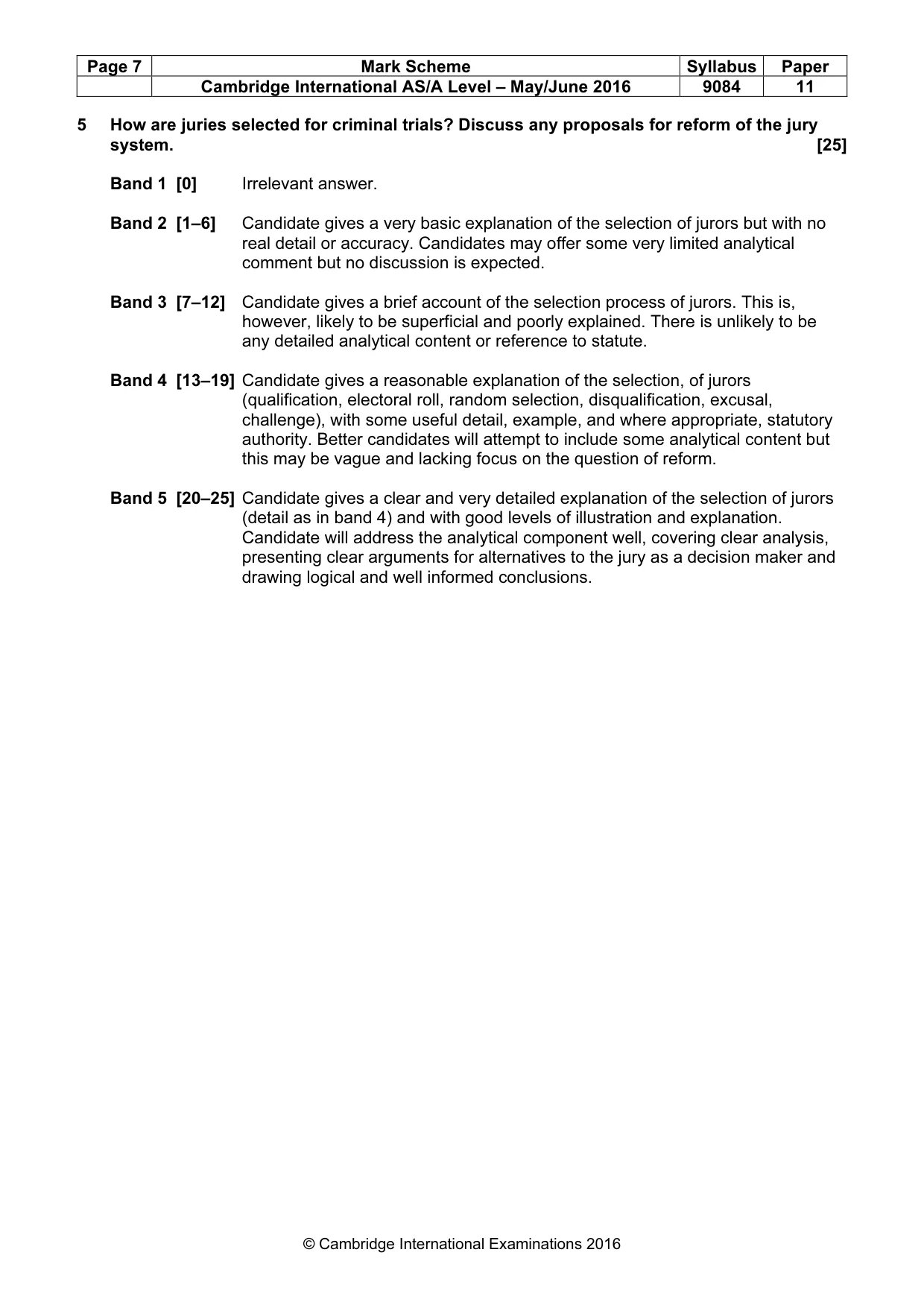 Mark scheme, page 7 of 8