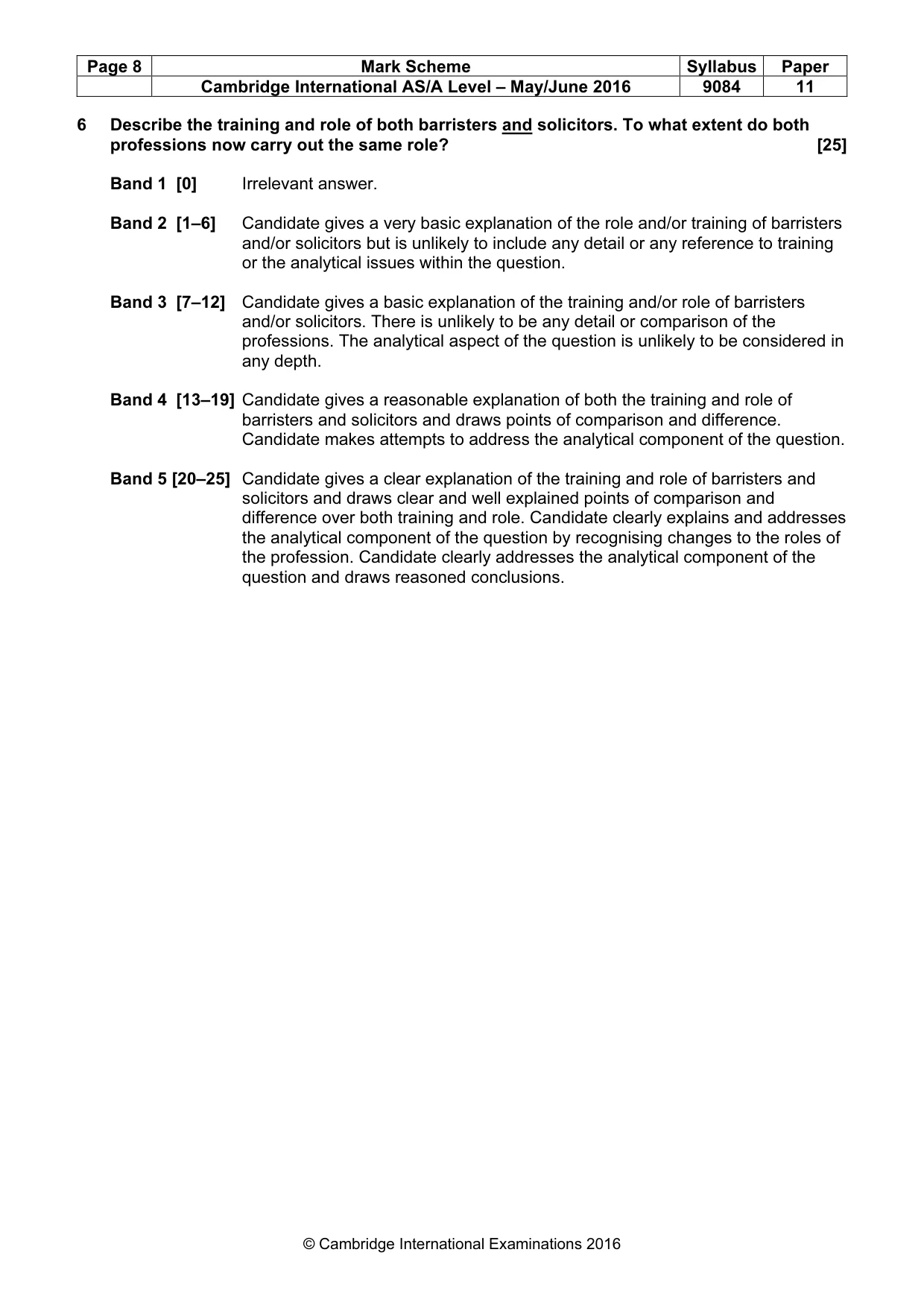 Mark scheme, page 8 of 8