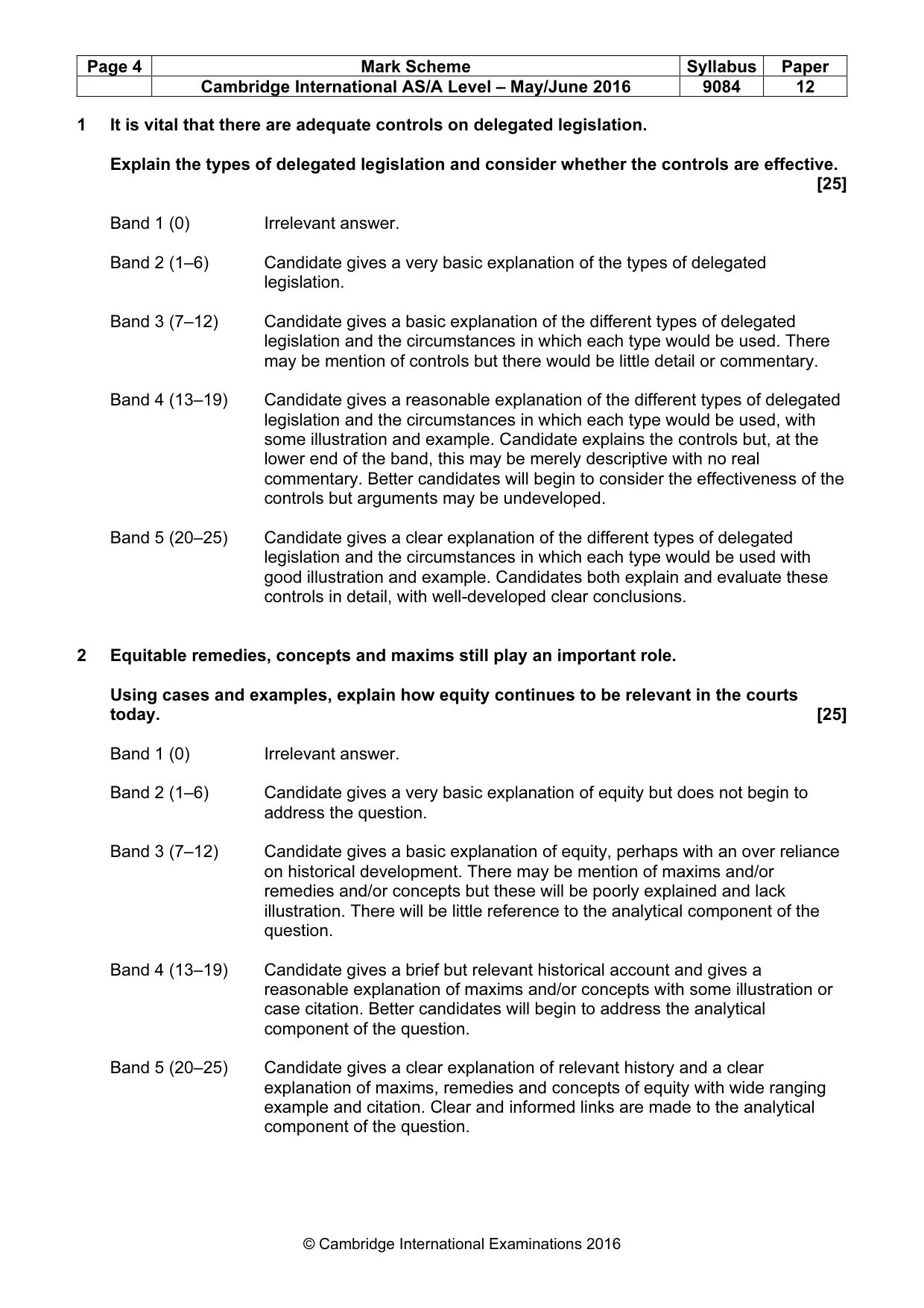 Mark scheme, page 4 of 6
