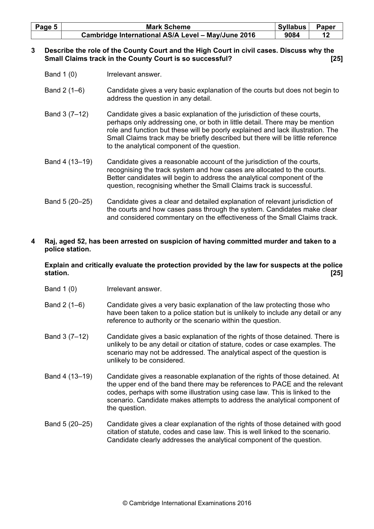 Mark scheme, page 5 of 6