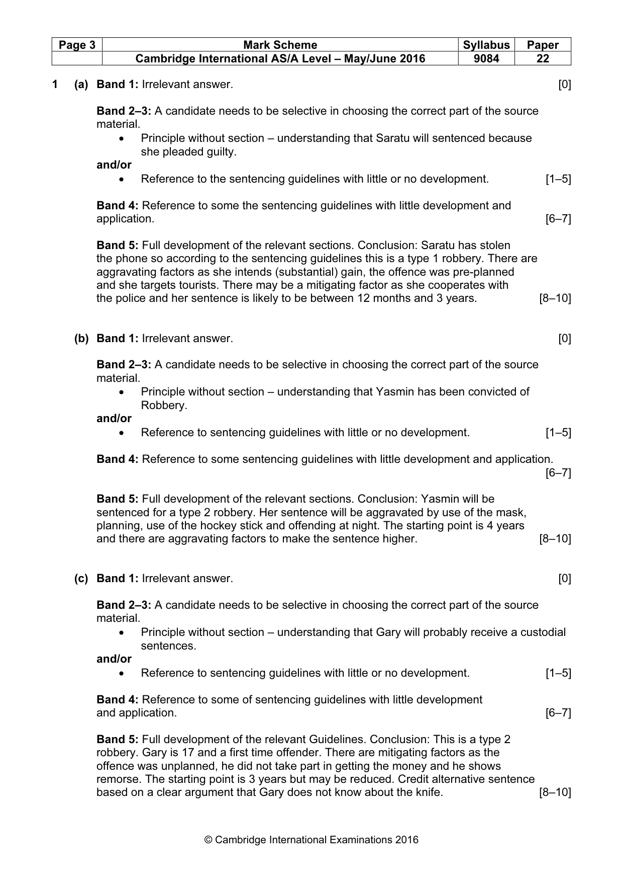 Mark scheme, page 3 of 5