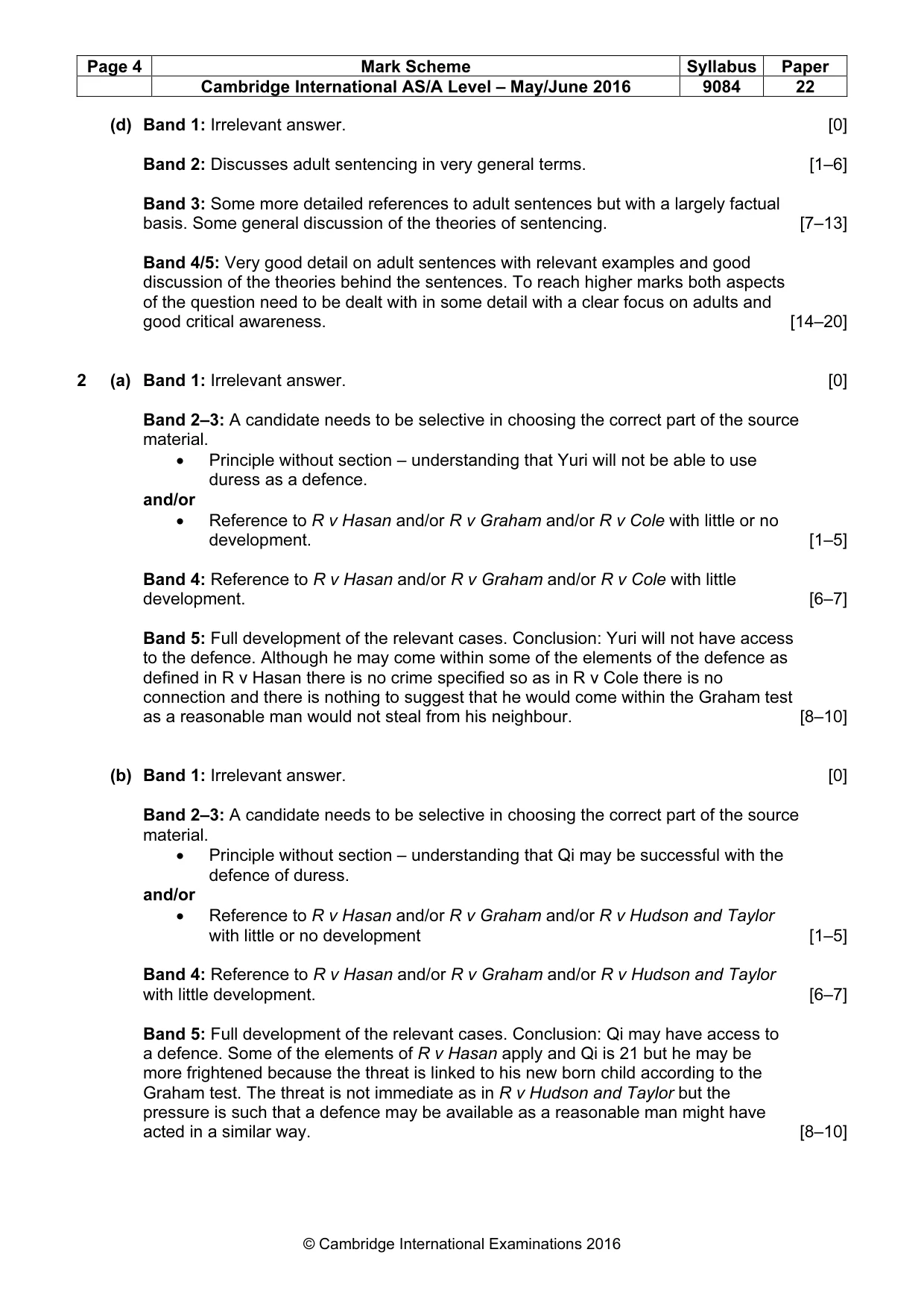 Mark scheme, page 4 of 5