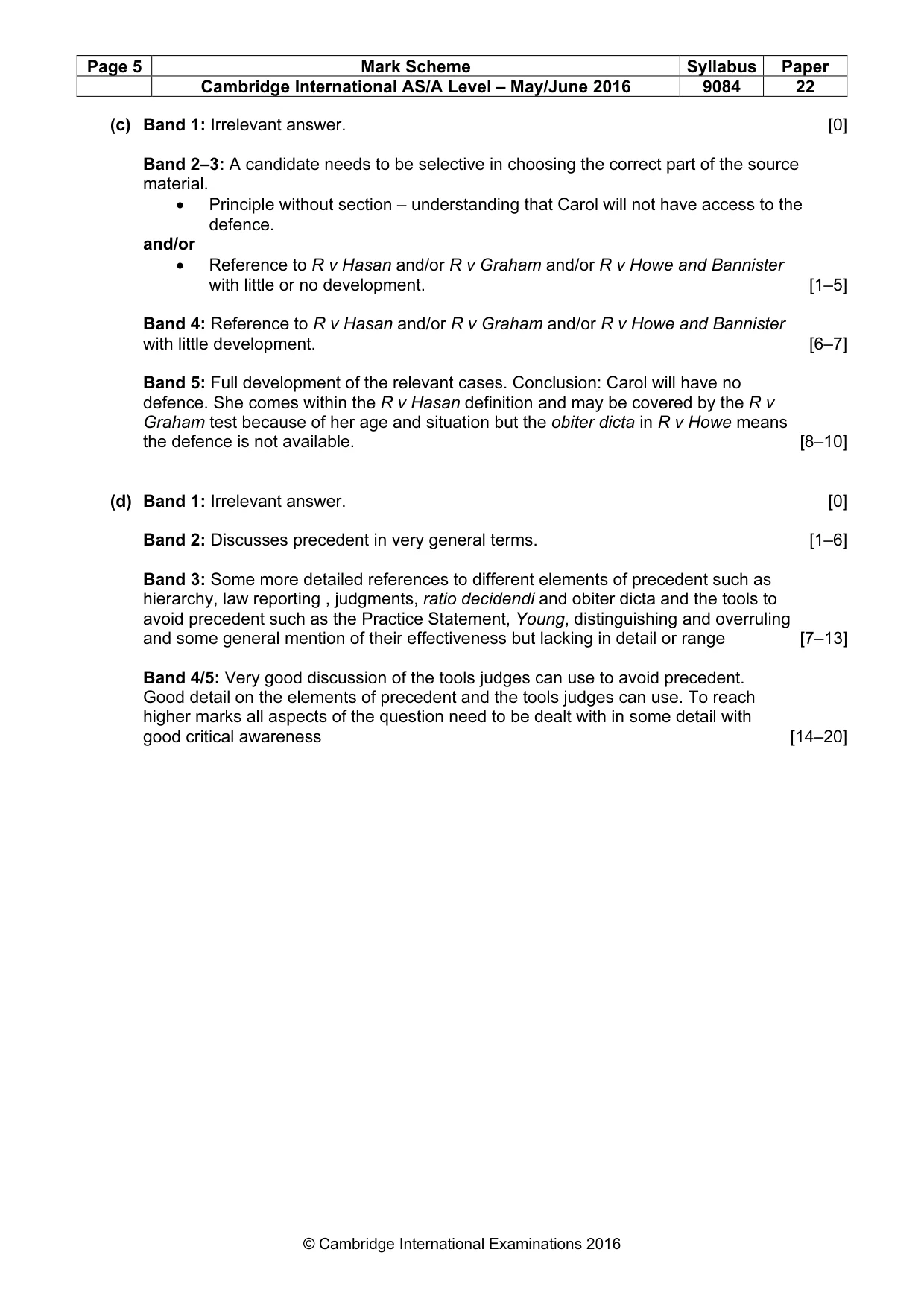 Mark scheme, page 5 of 5