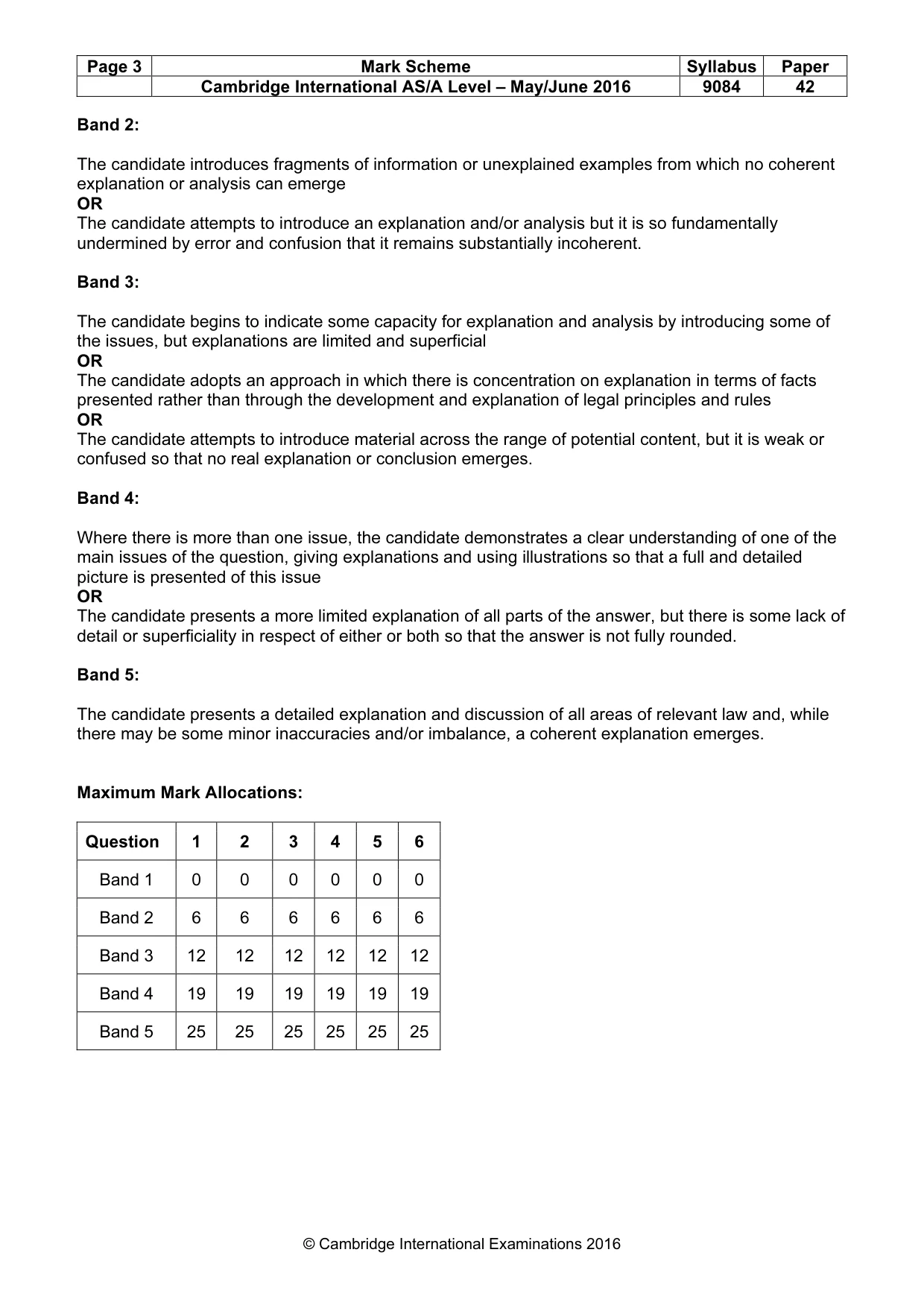 Mark scheme, page 3 of 6