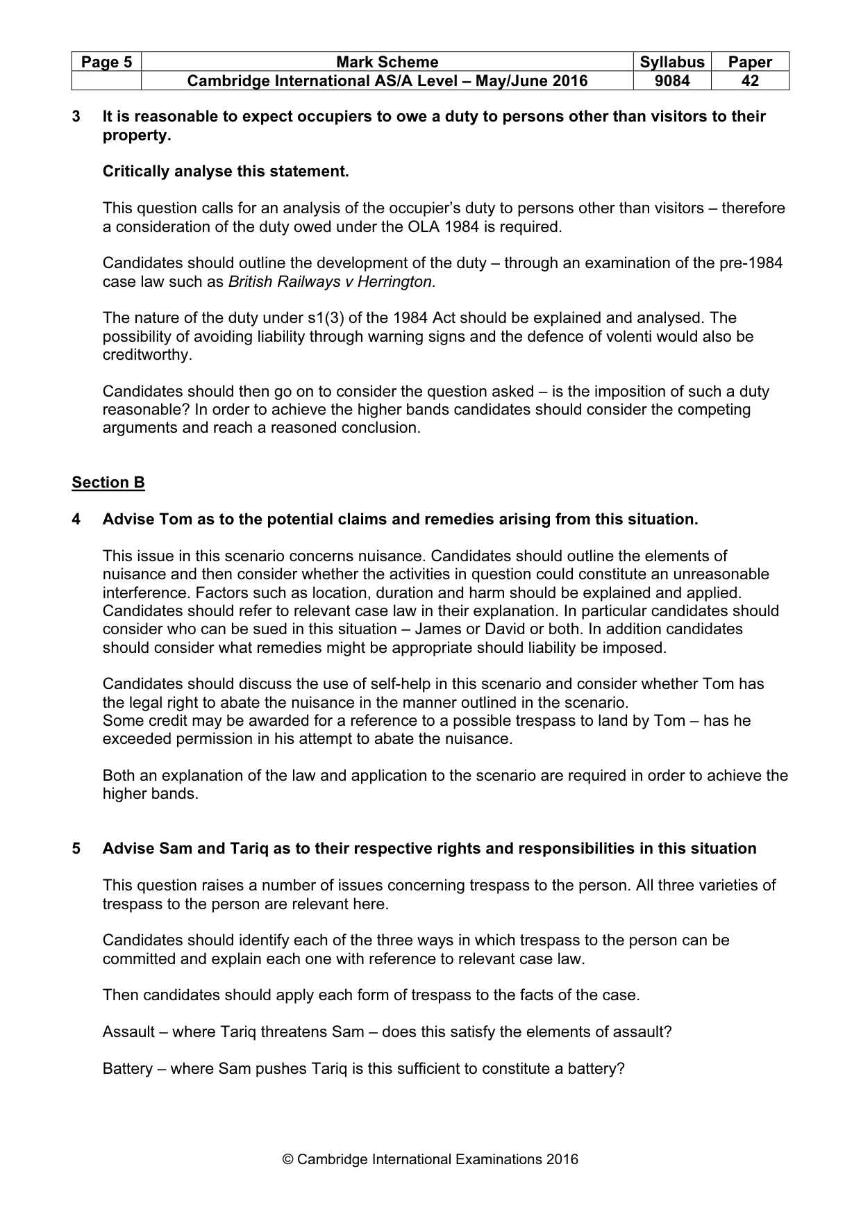 Mark scheme, page 5 of 6