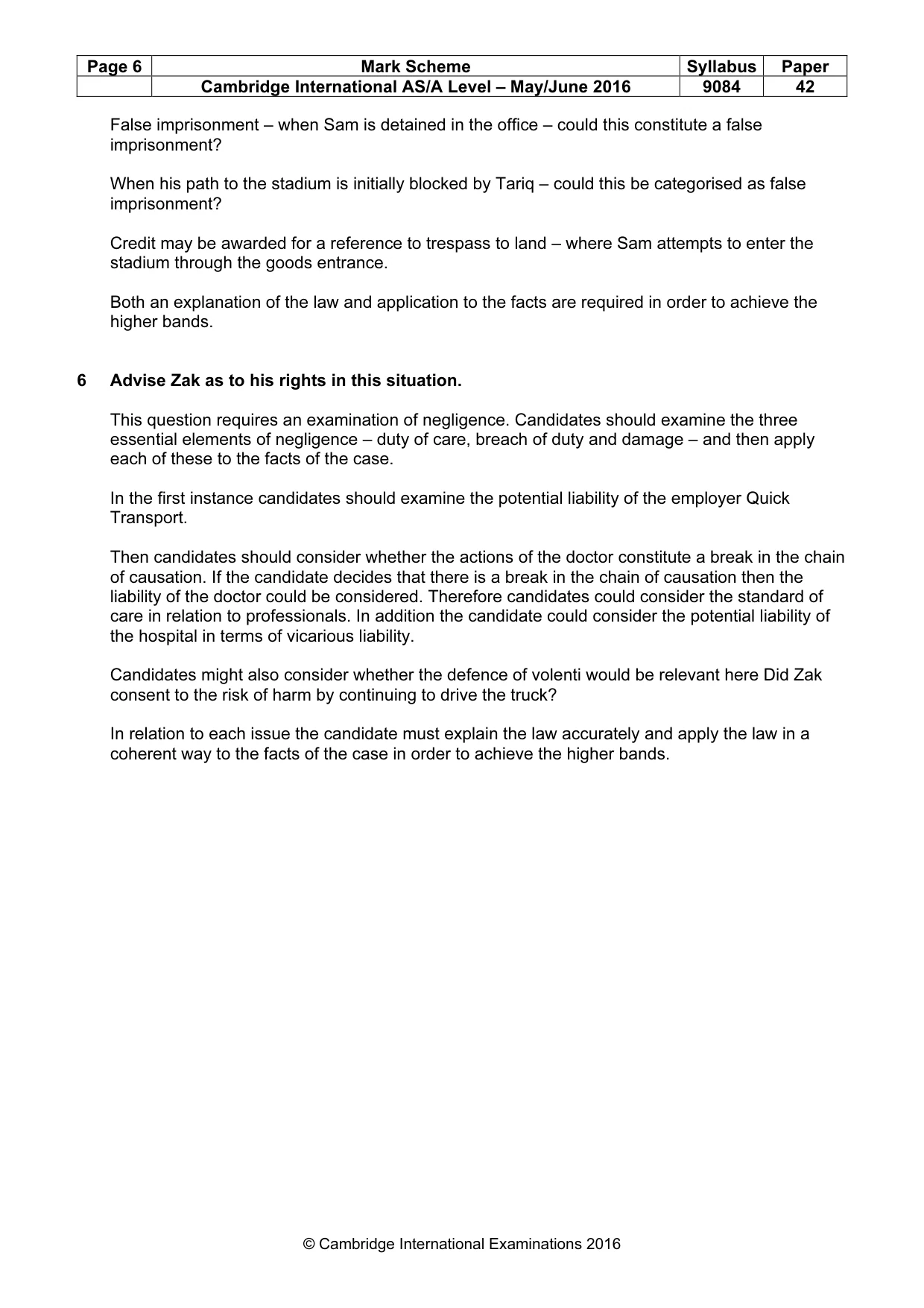 Mark scheme, page 6 of 6