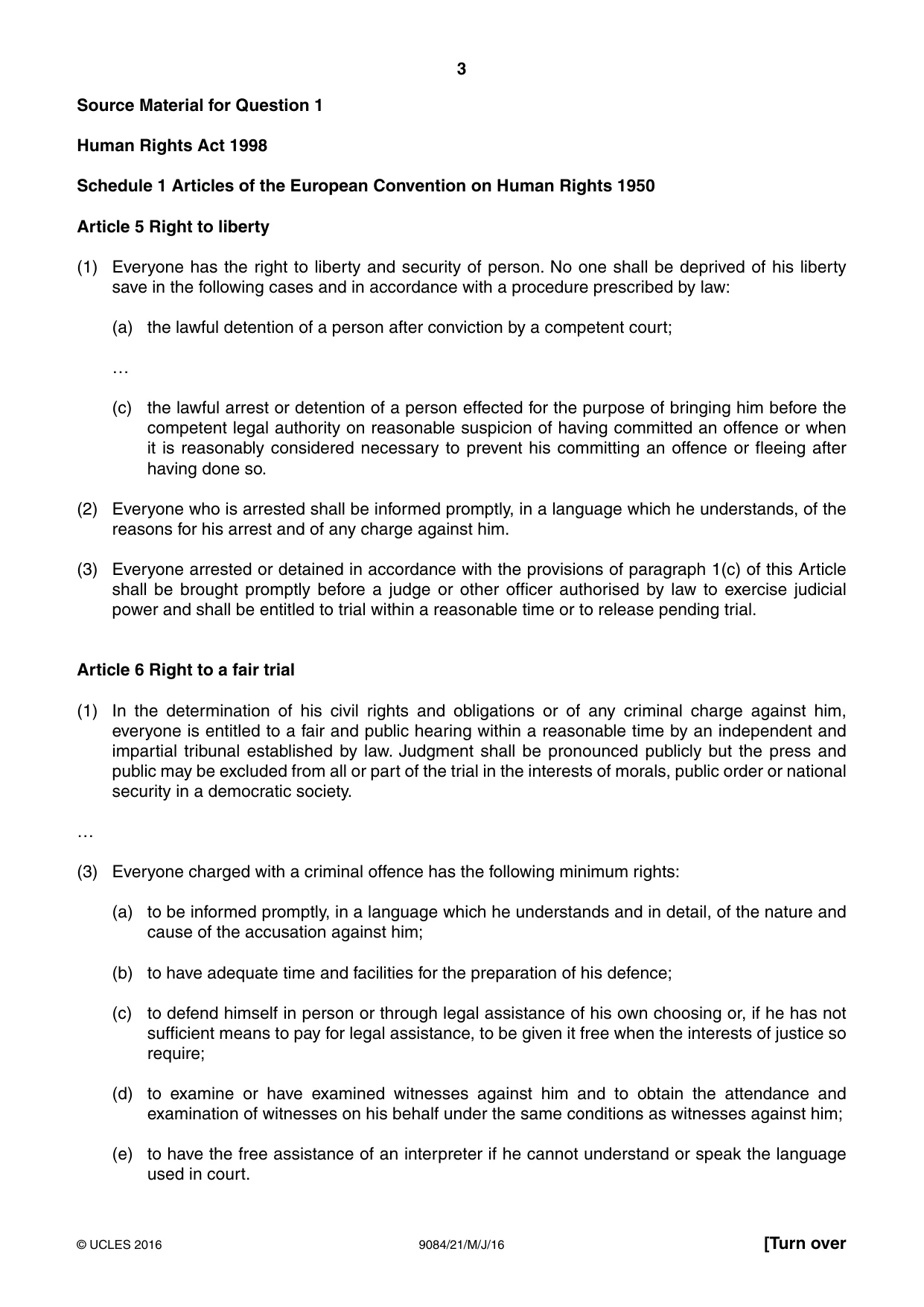 Cambridge A Level Law 9084 2016 May/June Paper 2 · Variant 1 question paper, page 3 of 8
