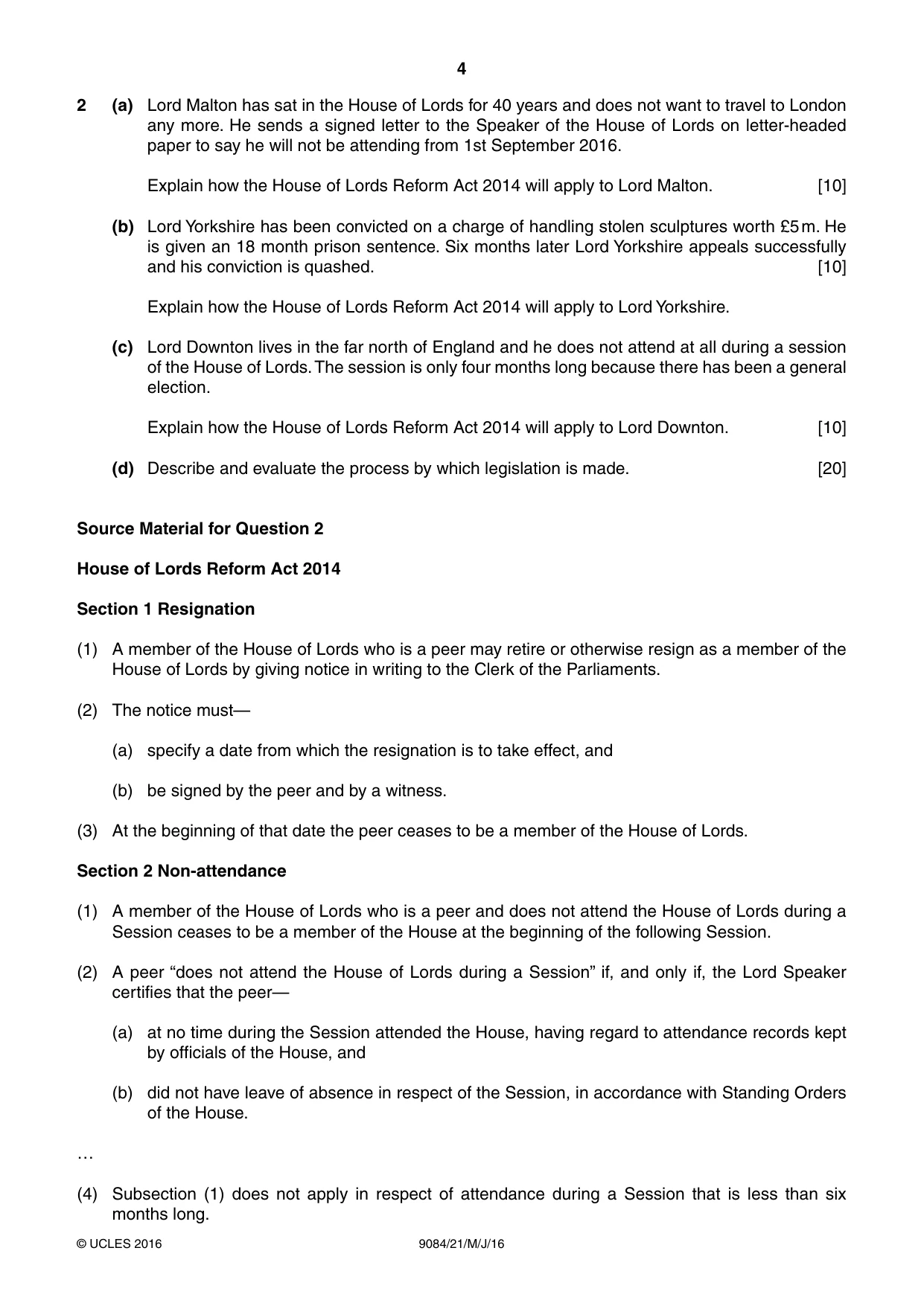 Cambridge A Level Law 9084 2016 May/June Paper 2 · Variant 1 question paper, page 4 of 8