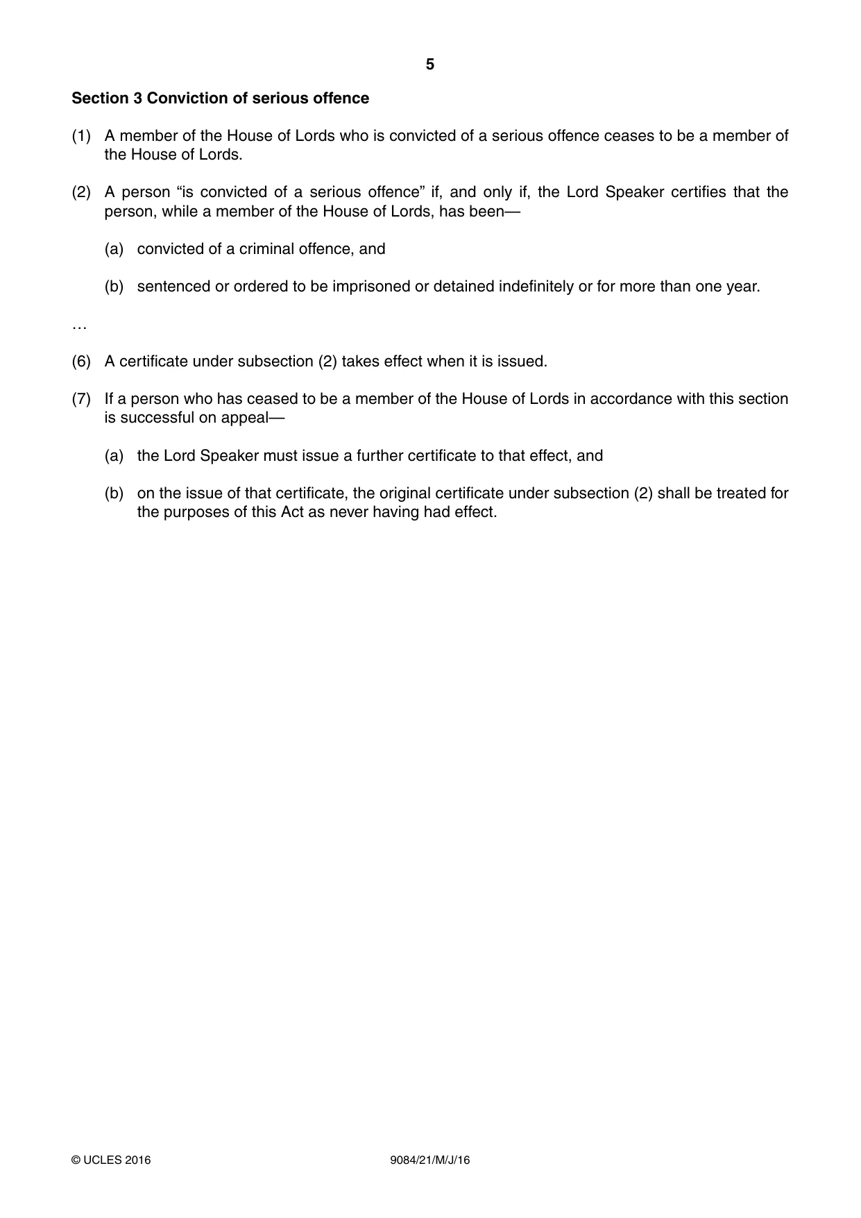 Cambridge A Level Law 9084 2016 May/June Paper 2 · Variant 1 question paper, page 5 of 8