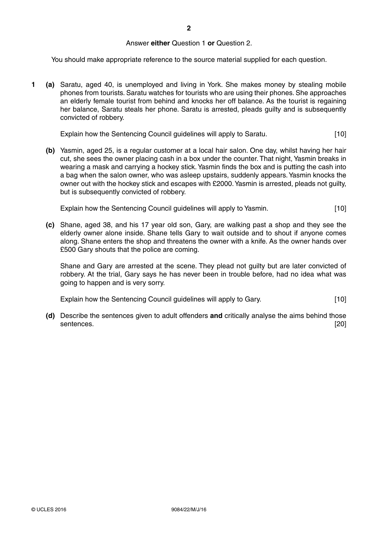 Cambridge A Level Law 9084 2016 May/June Paper 2 · Variant 2 question paper, page 2 of 8