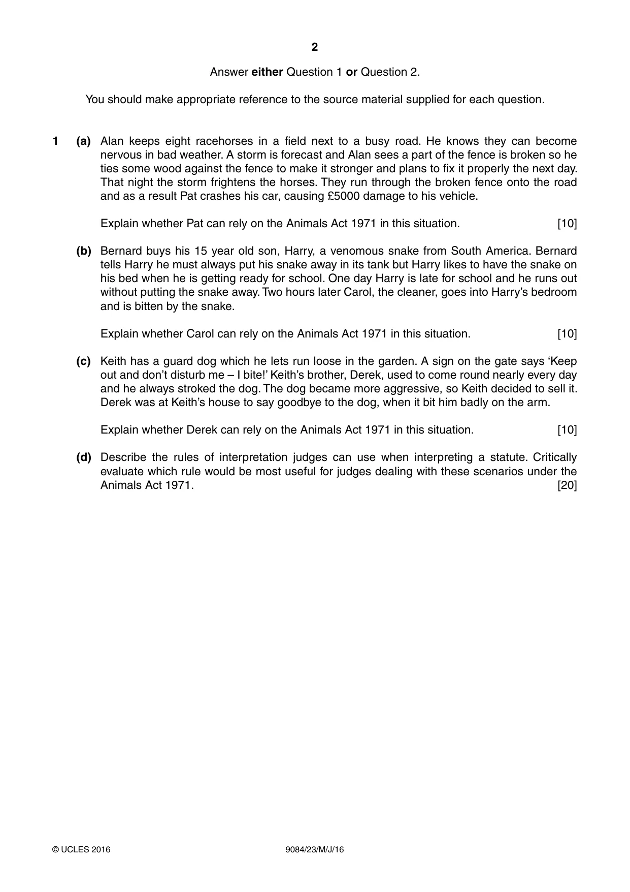Cambridge A Level Law 9084 2016 May/June Paper 2 · Variant 3 question paper, page 2 of 8