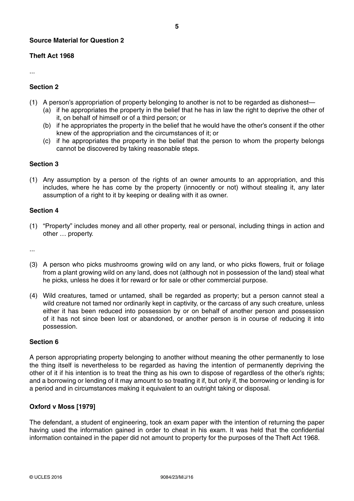 Cambridge A Level Law 9084 2016 May/June Paper 2 · Variant 3 question paper, page 5 of 8
