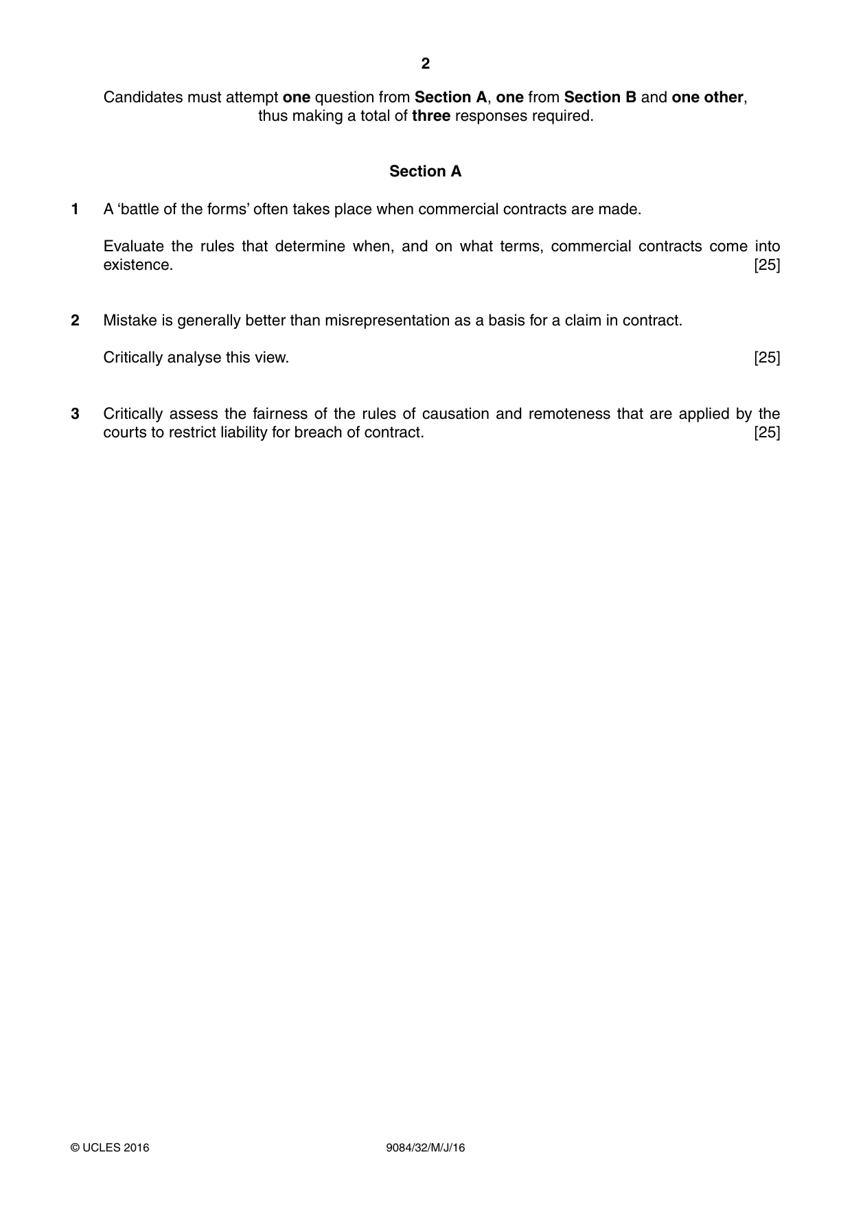 Cambridge A Level Law 9084 2016 May/June Paper 3 · Variant 2 question paper, page 2 of 4