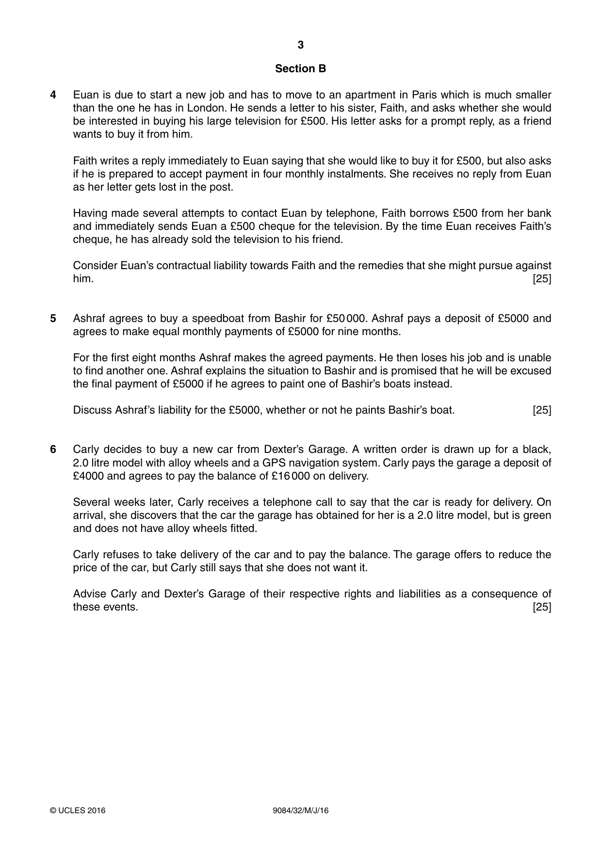 Cambridge A Level Law 9084 2016 May/June Paper 3 · Variant 2 question paper, page 3 of 4