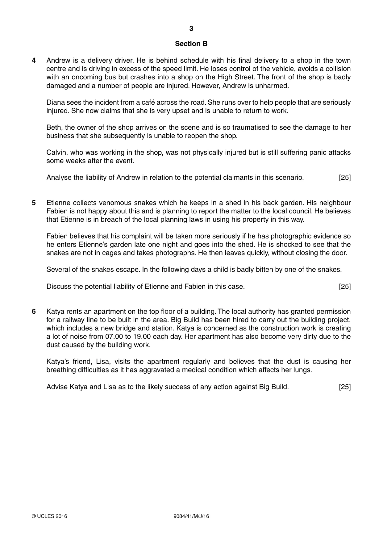 Cambridge A Level Law 9084 2016 May/June Paper 4 · Variant 1 question paper, page 3 of 4