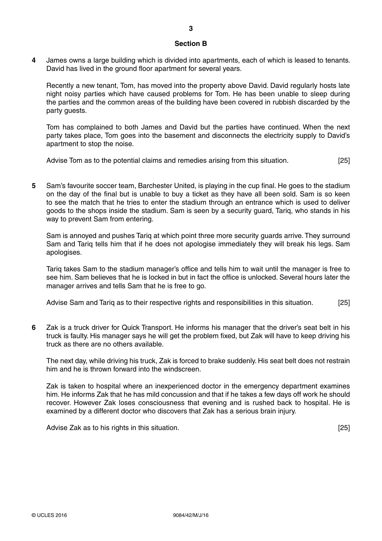 Cambridge A Level Law 9084 2016 May/June Paper 4 · Variant 2 question paper, page 3 of 4