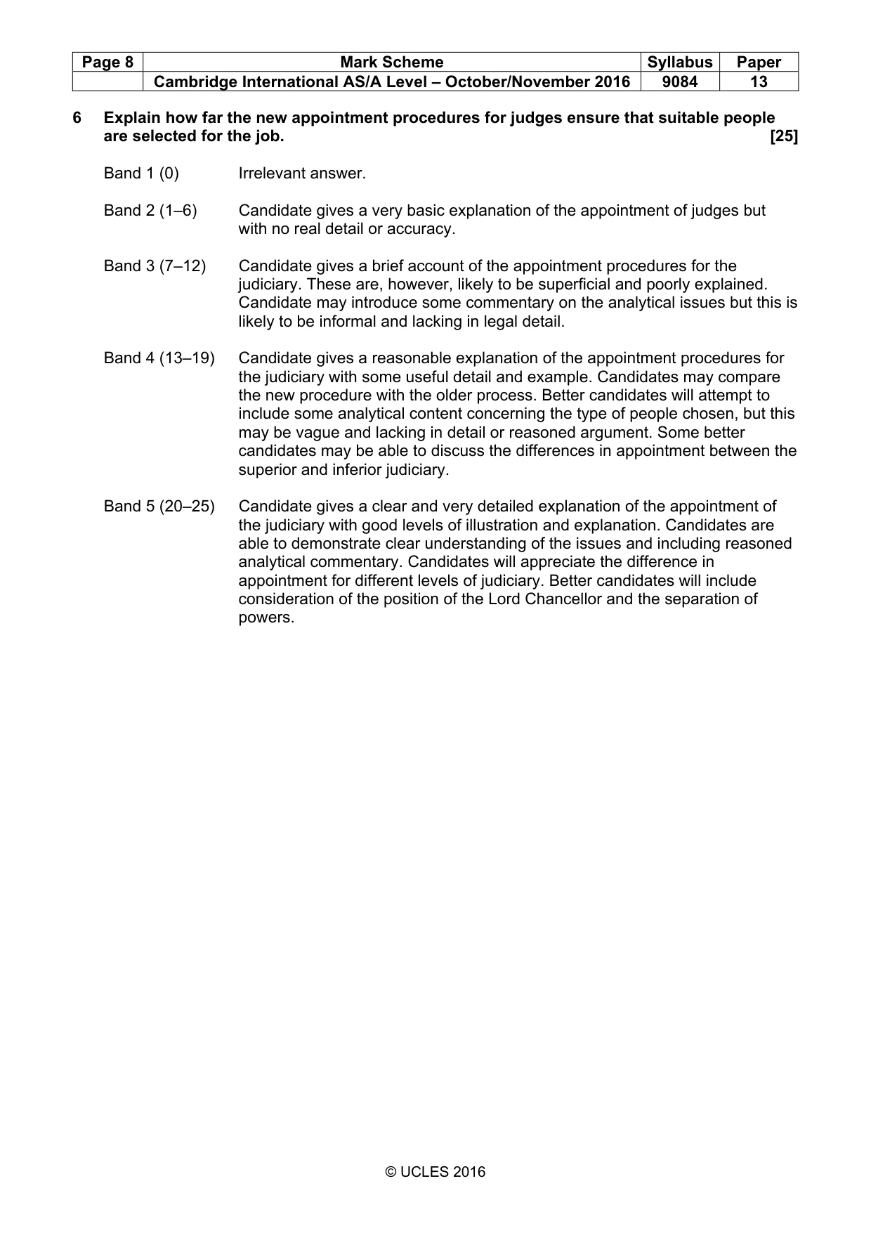 Mark scheme, page 8 of 8