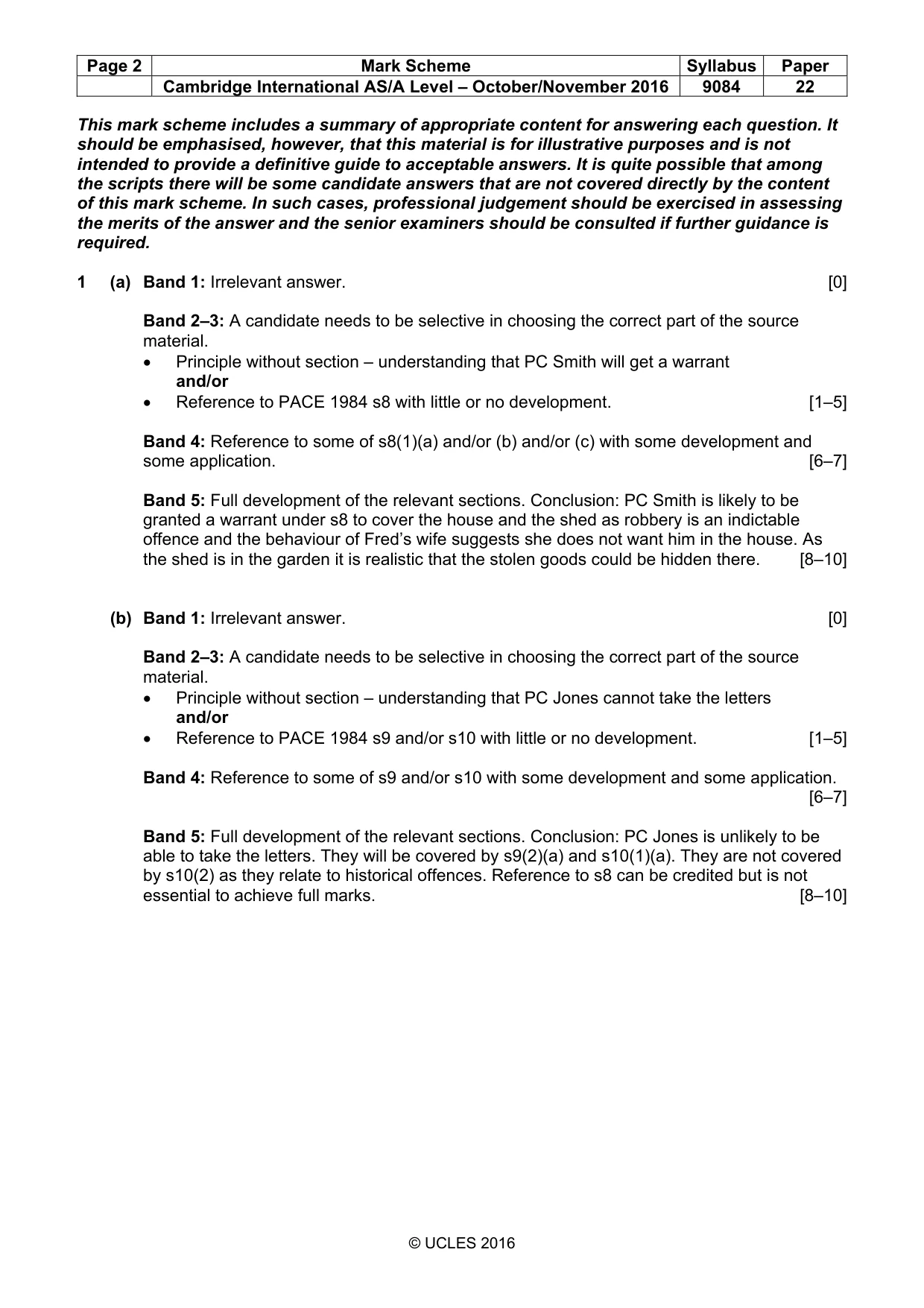 Mark scheme, page 2 of 4