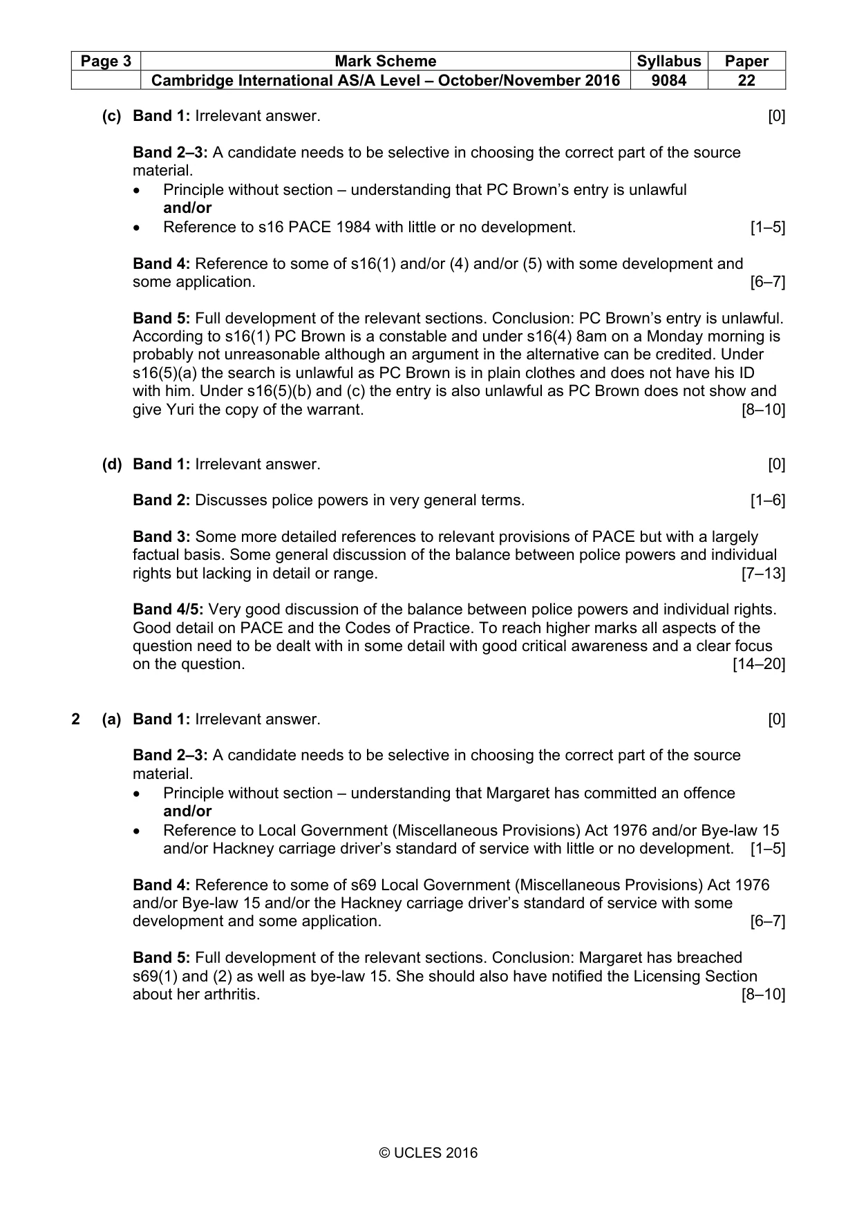Mark scheme, page 3 of 4