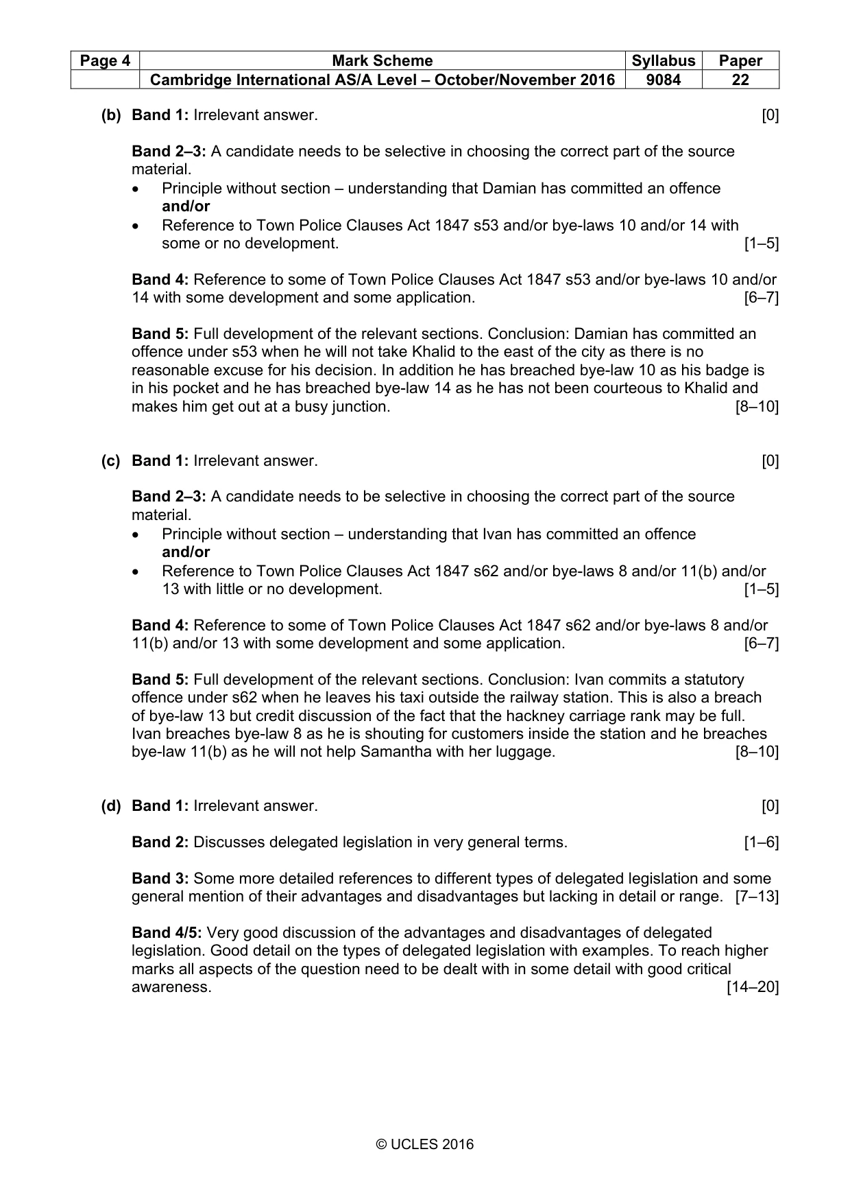 Mark scheme, page 4 of 4