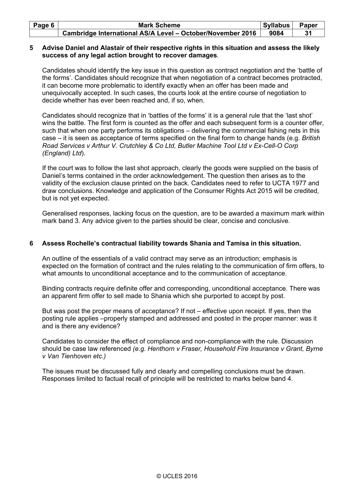 Mark scheme, page 6 of 6