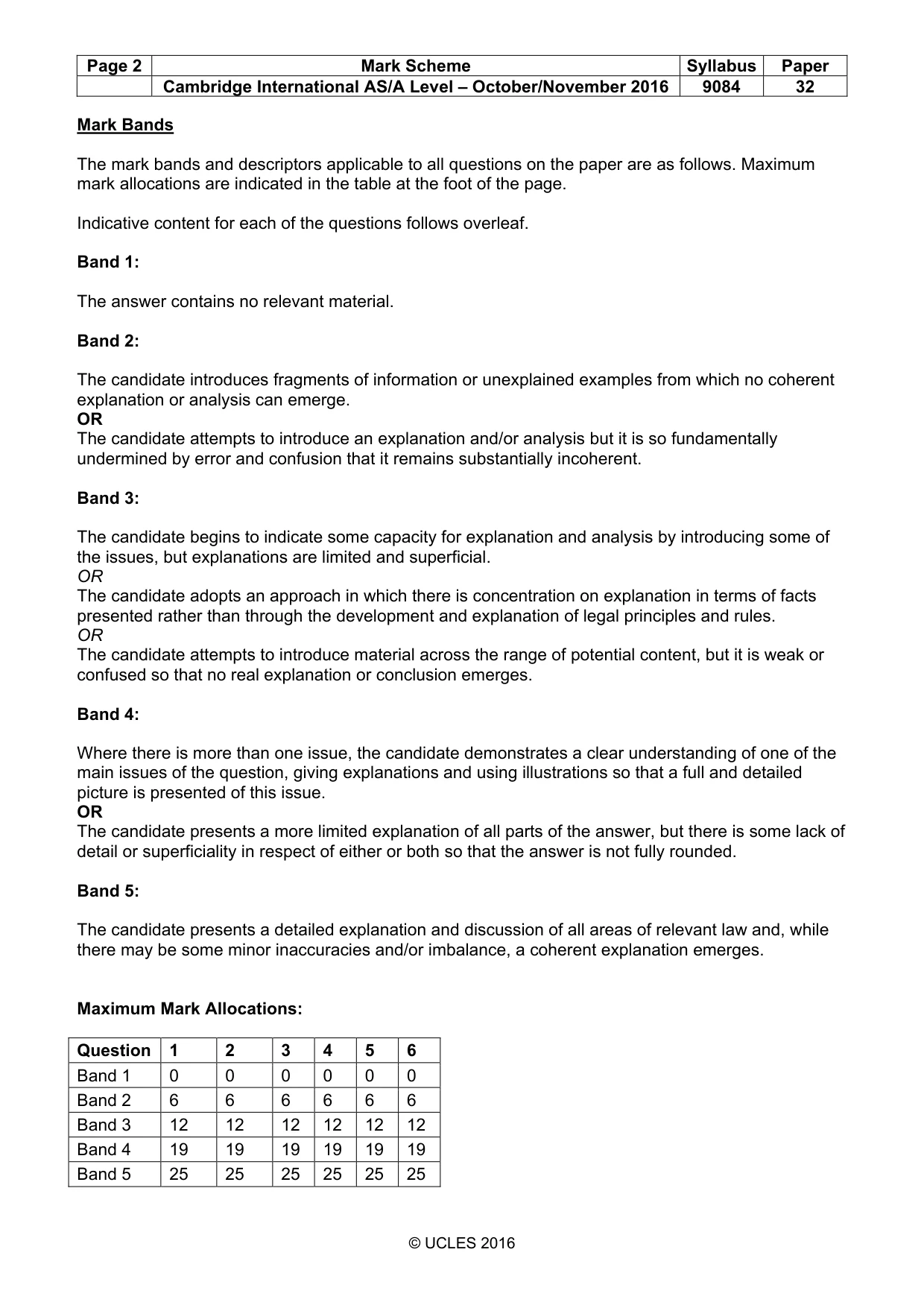 Mark scheme, page 2 of 6