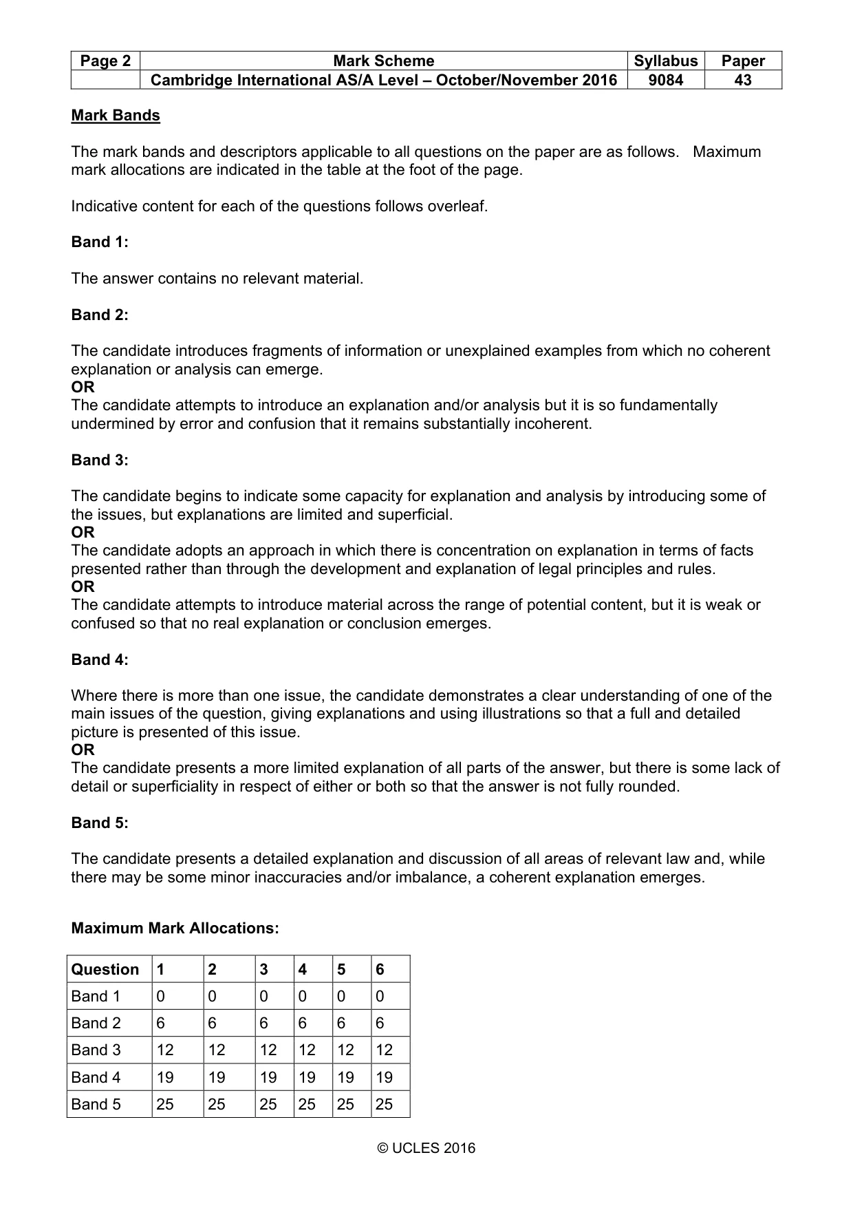 Mark scheme, page 2 of 5