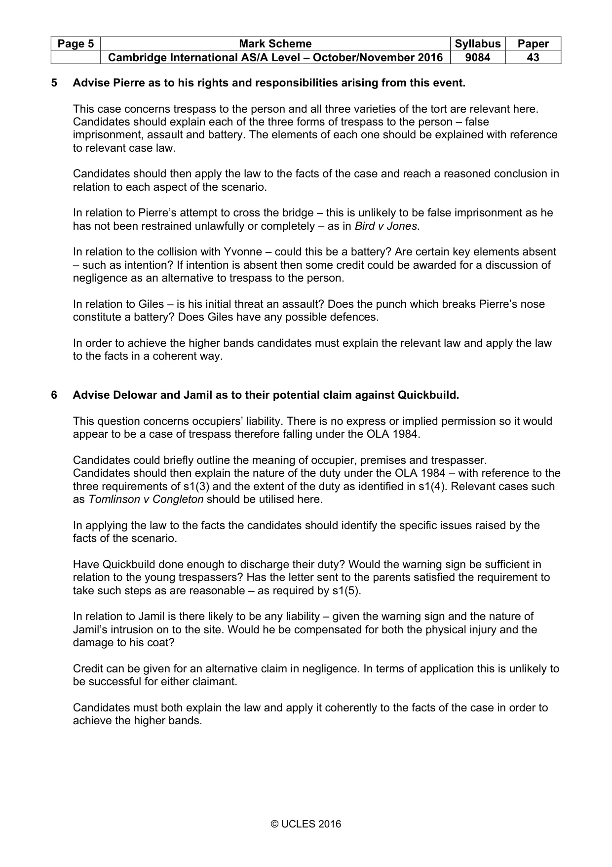 Mark scheme, page 5 of 5