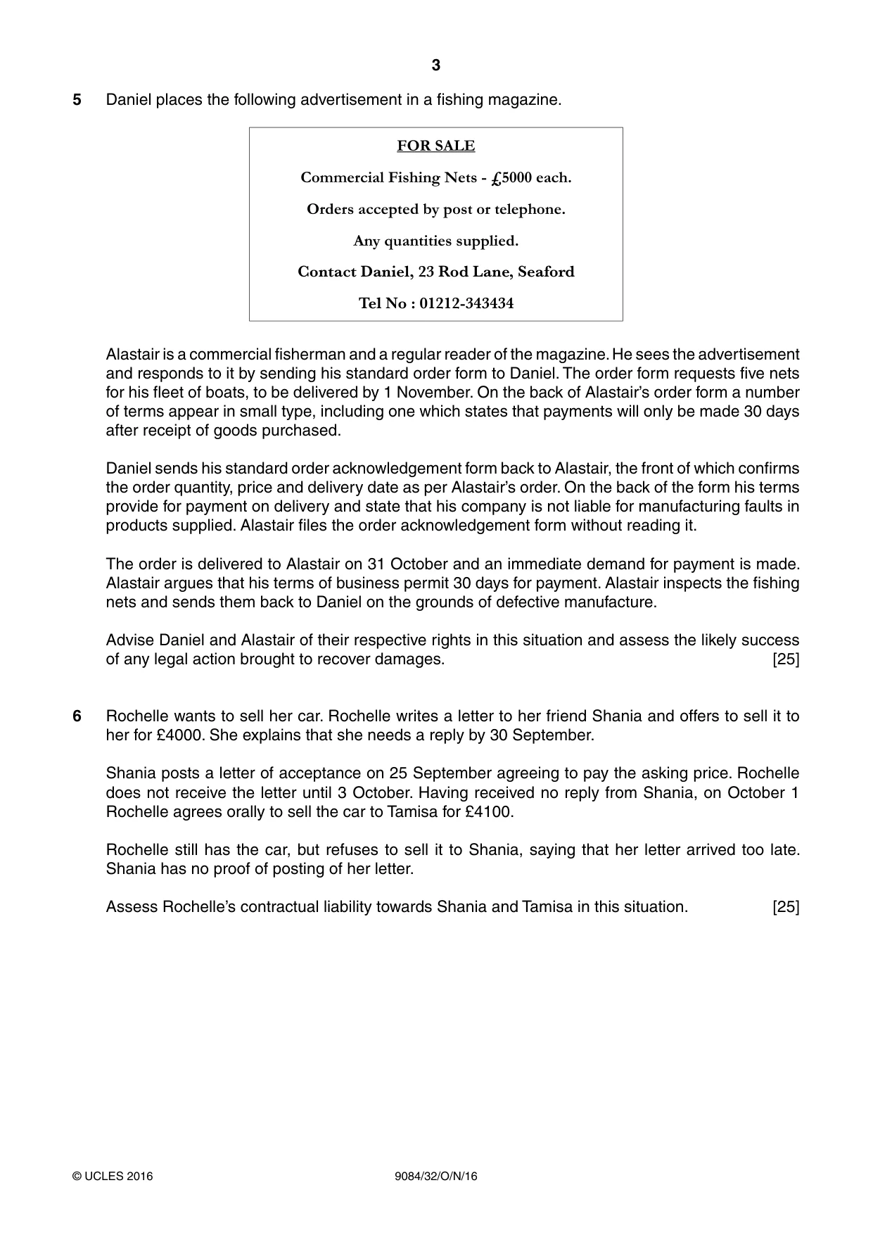 Cambridge A Level Law 9084 2016 Oct/Nov Paper 3 · Variant 2 question paper, page 3 of 4