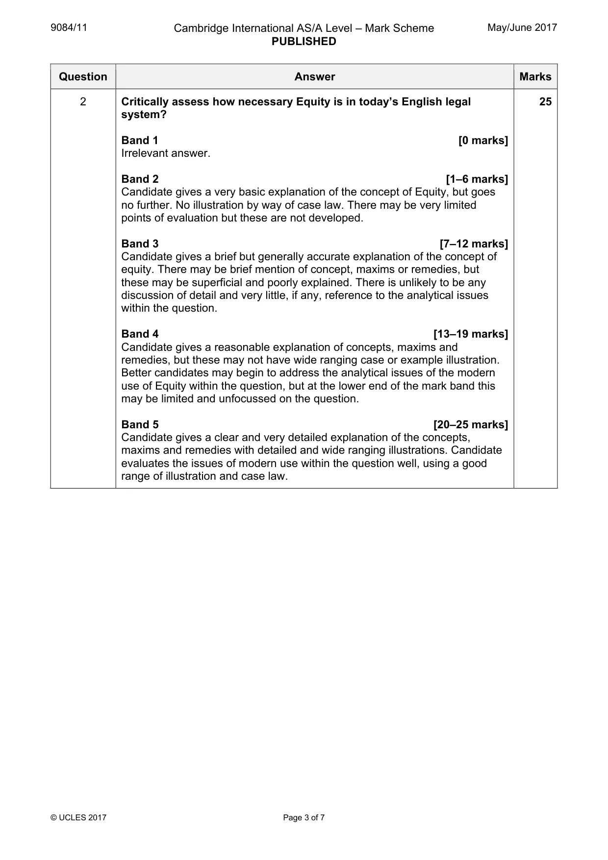Mark scheme, page 3 of 7