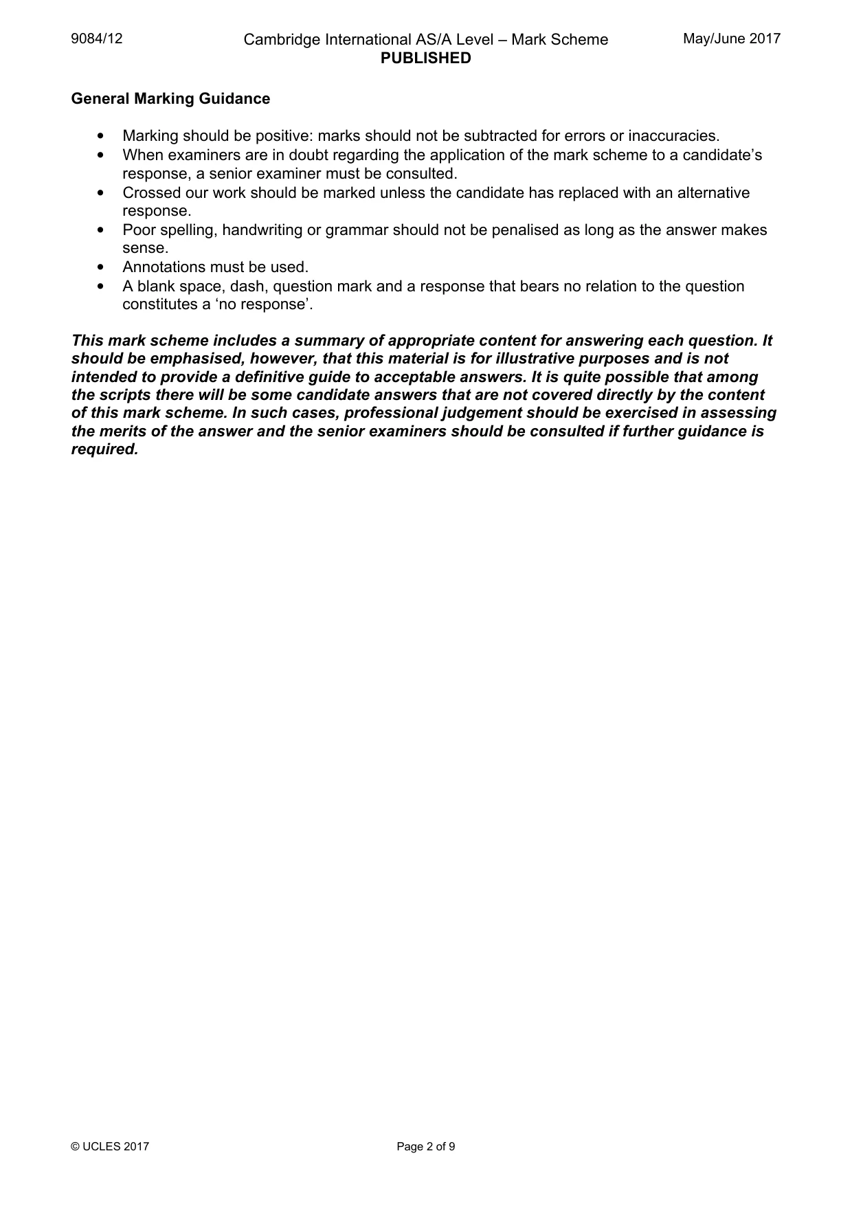Mark scheme, page 2 of 9
