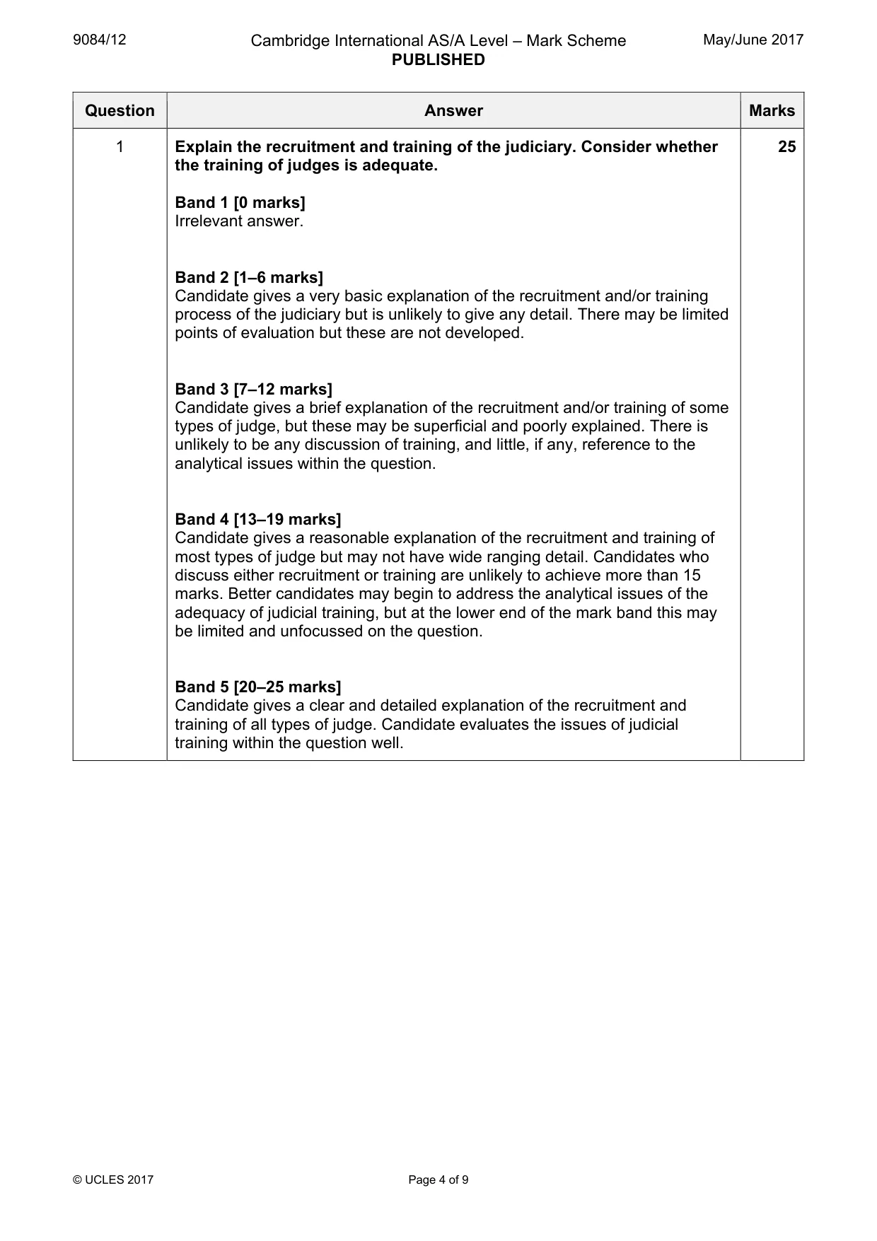 Mark scheme, page 4 of 9