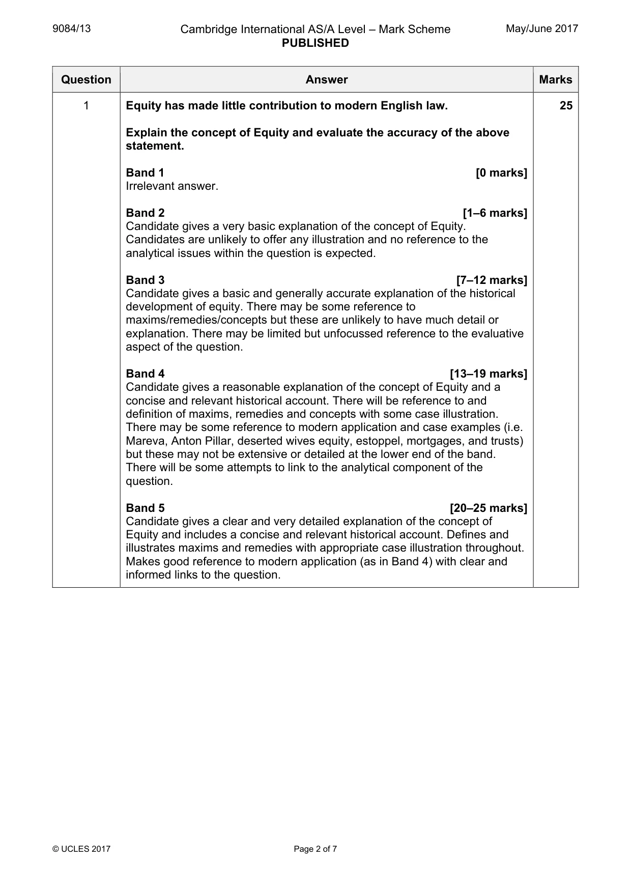 Mark scheme, page 2 of 7