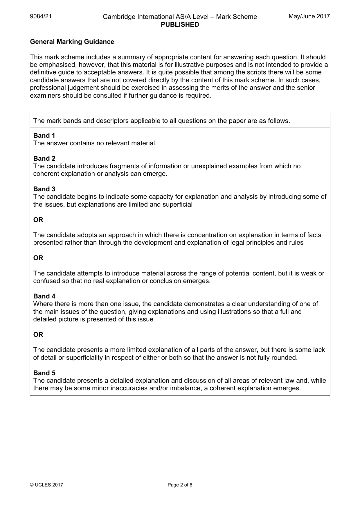 Mark scheme, page 2 of 6