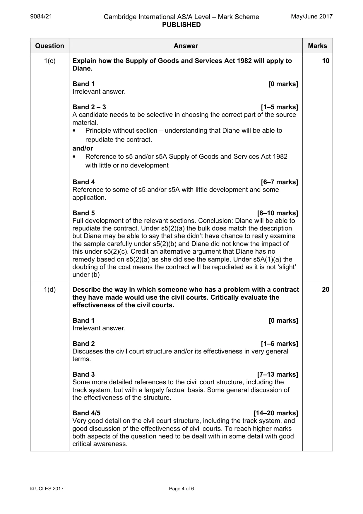 Mark scheme, page 4 of 6