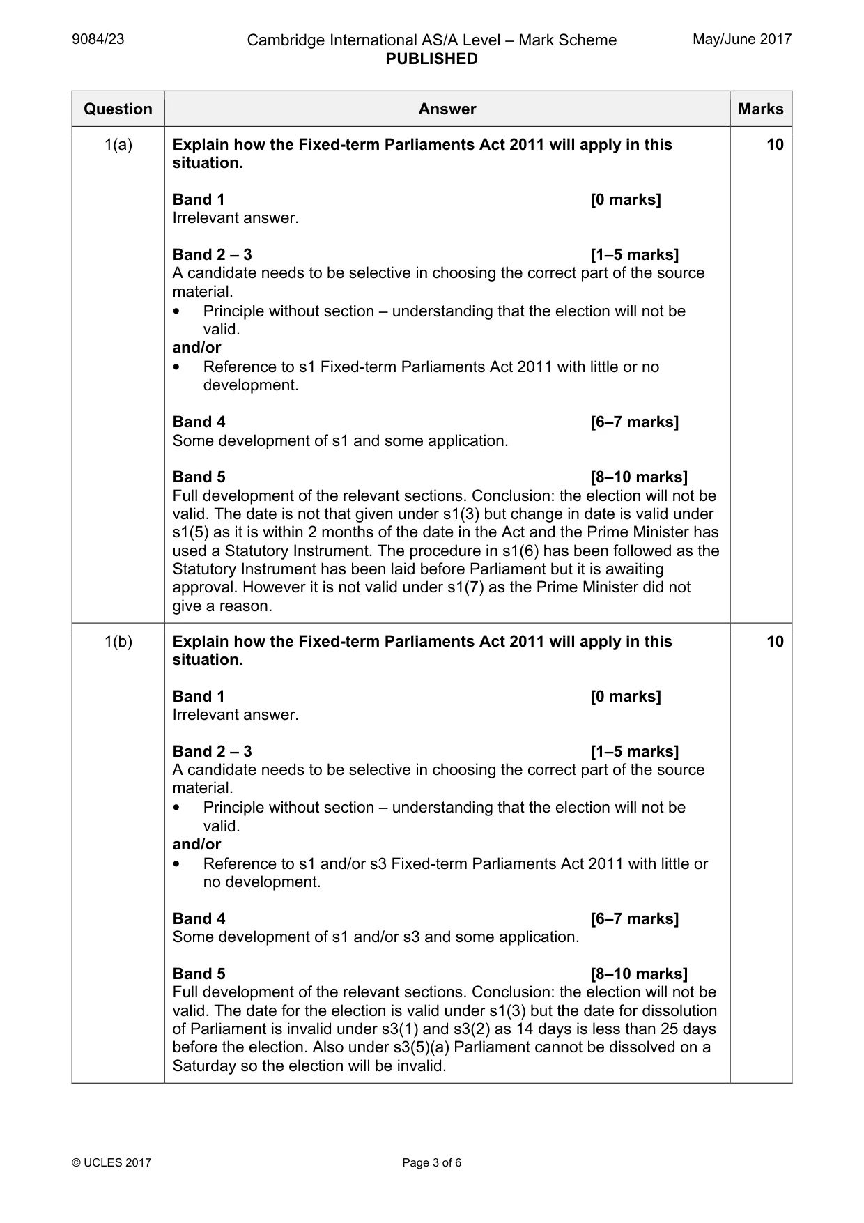 Mark scheme, page 3 of 6