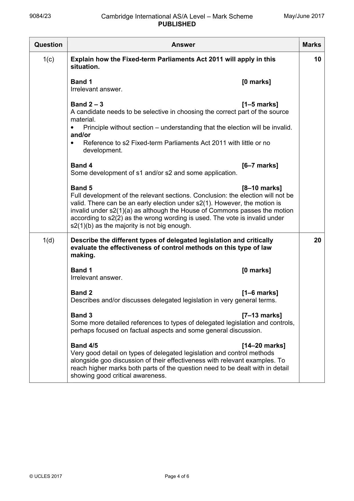 Mark scheme, page 4 of 6