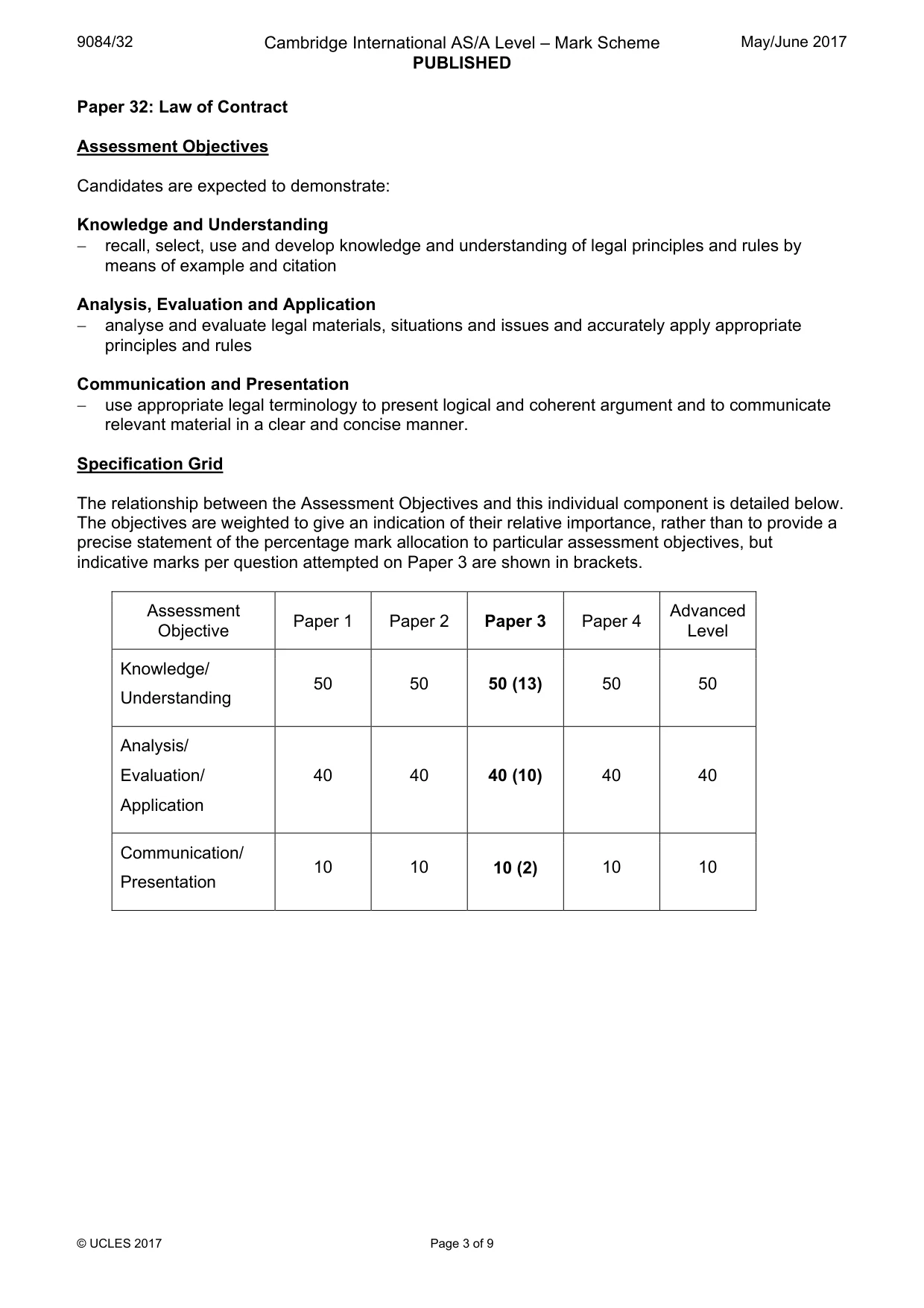 Mark scheme, page 3 of 9
