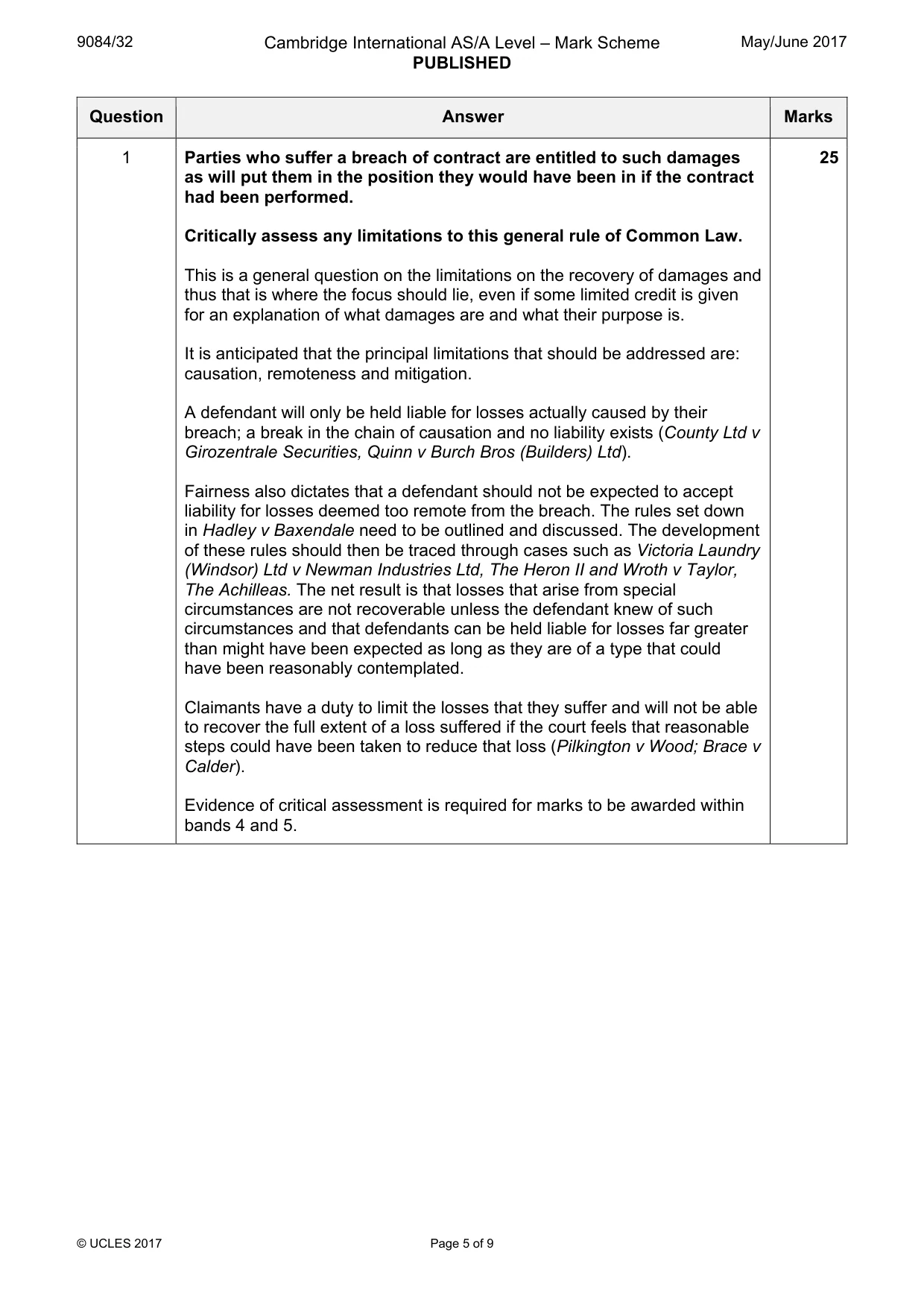 Mark scheme, page 5 of 9