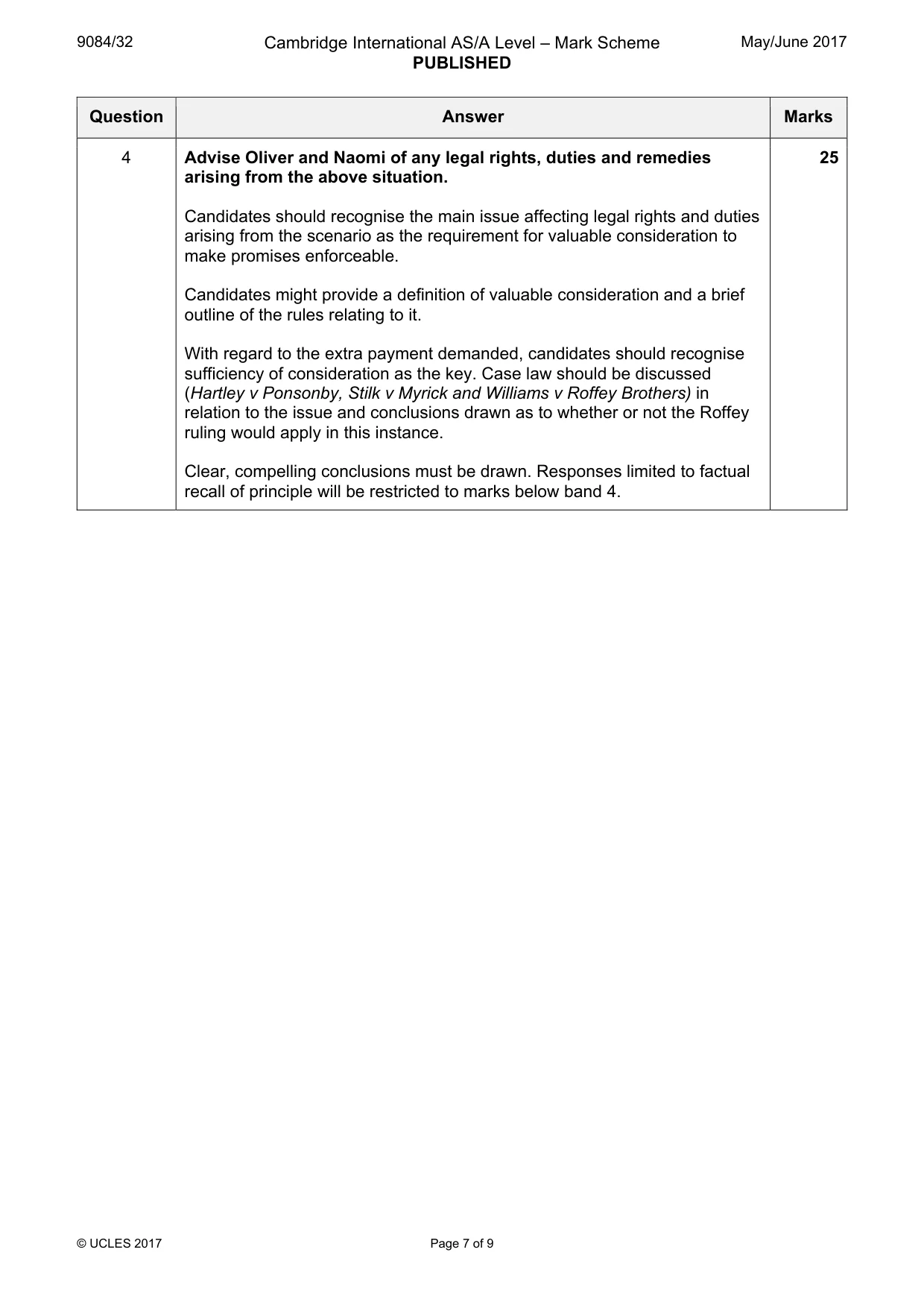 Mark scheme, page 7 of 9