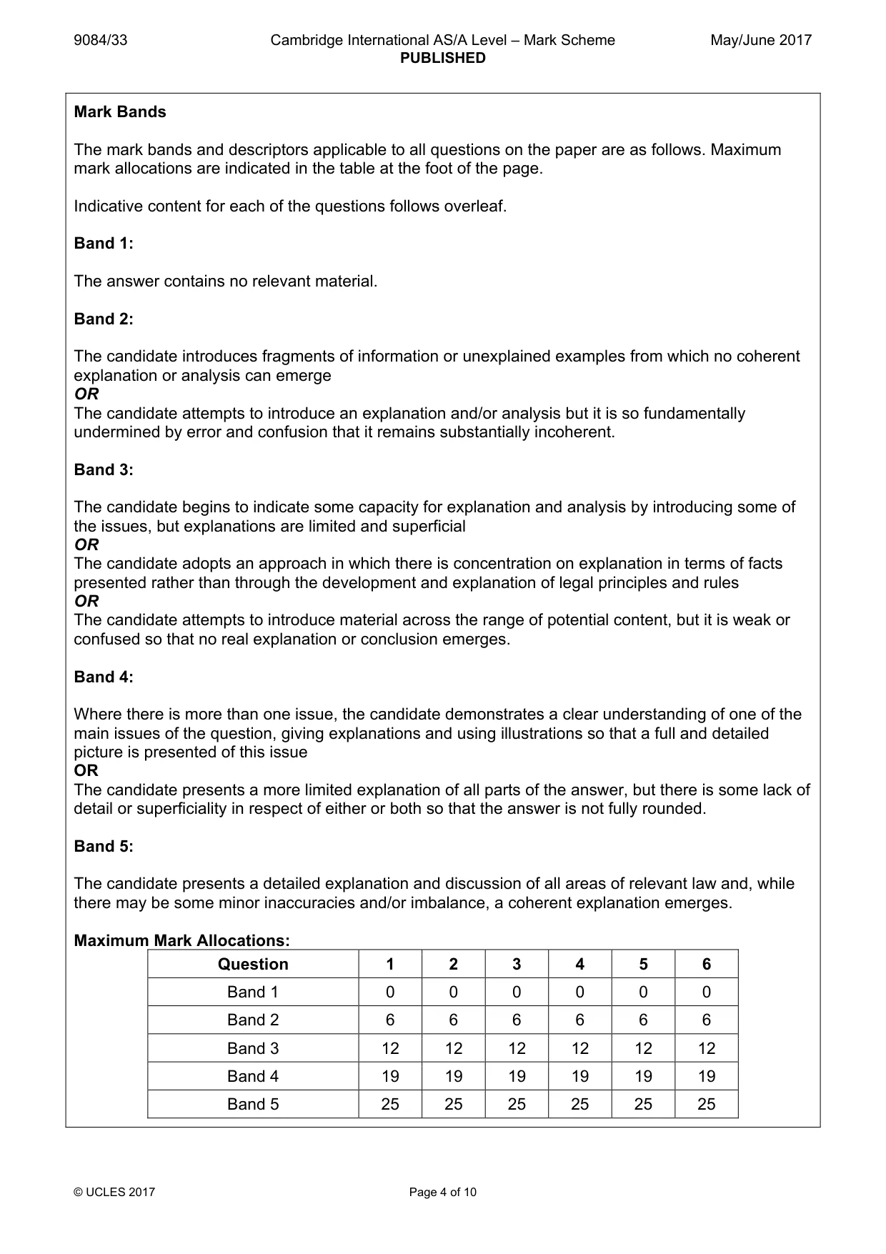 Mark scheme, page 4 of 10