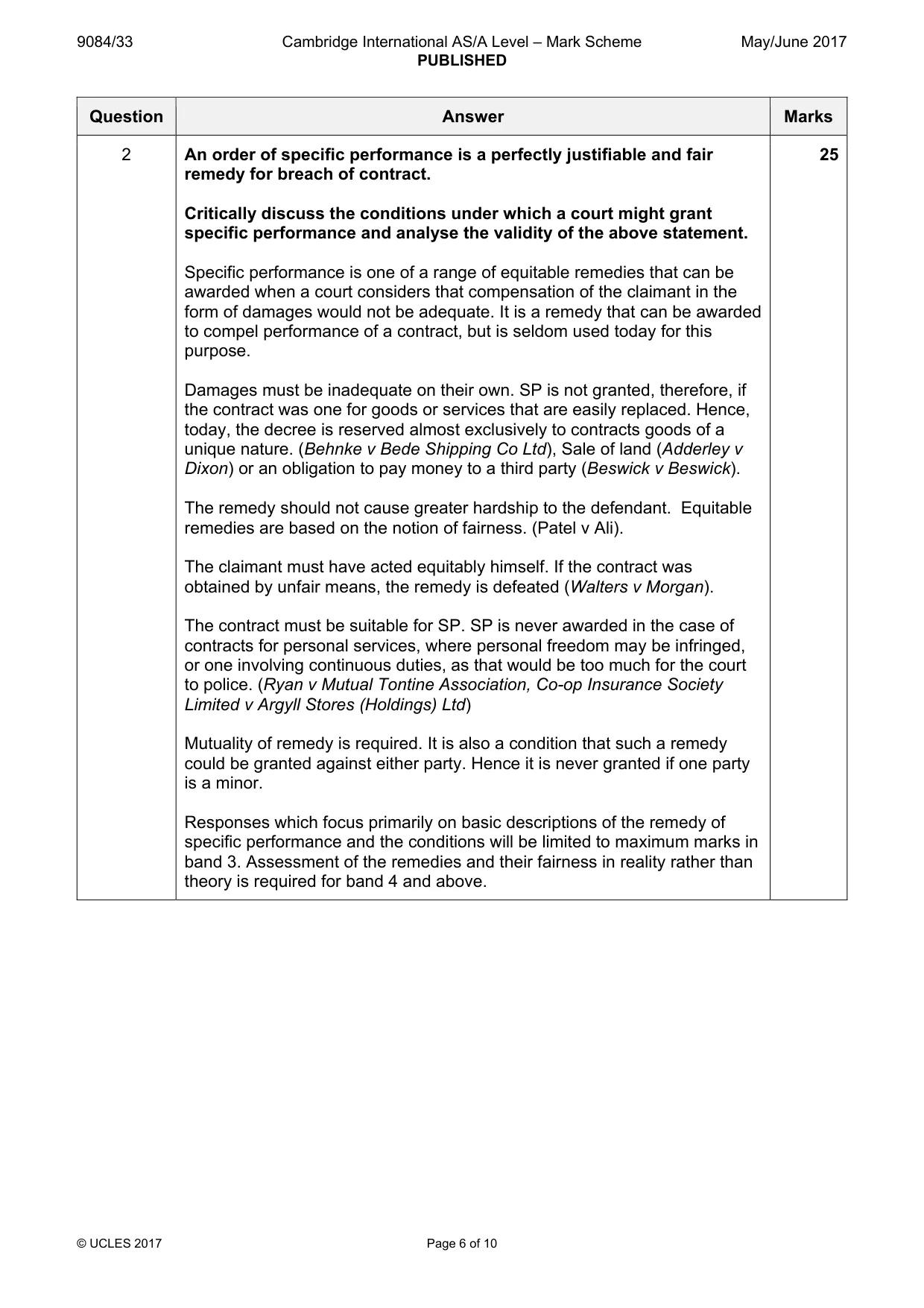 Mark scheme, page 6 of 10