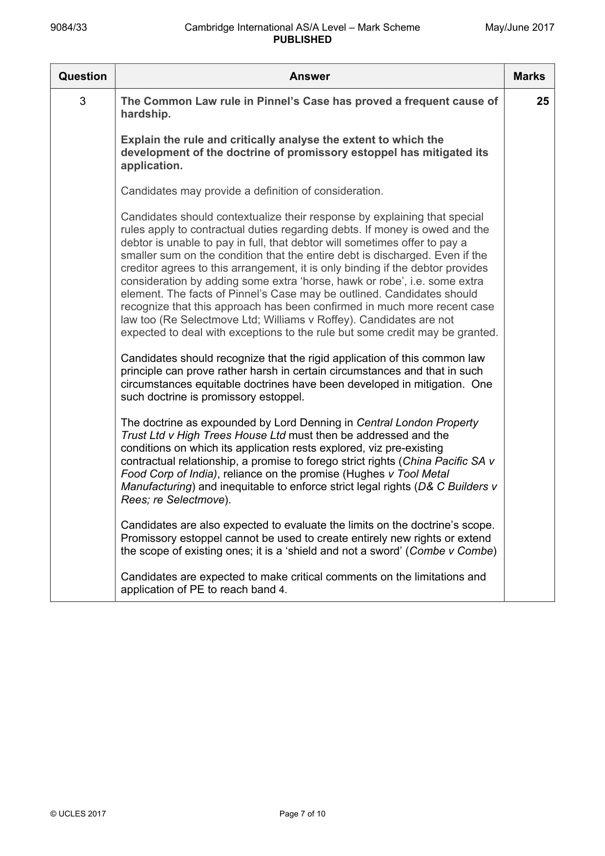 Mark scheme, page 7 of 10