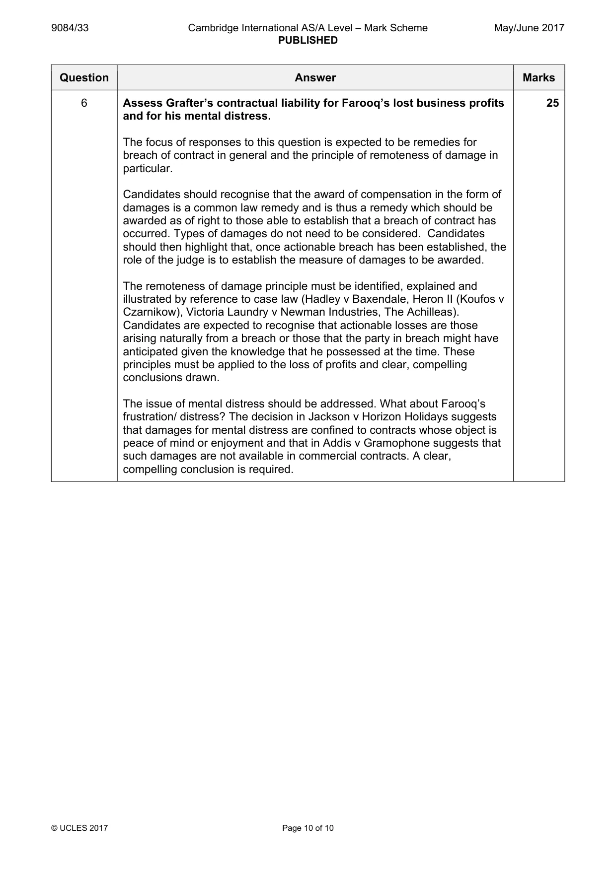 Mark scheme, page 10 of 10