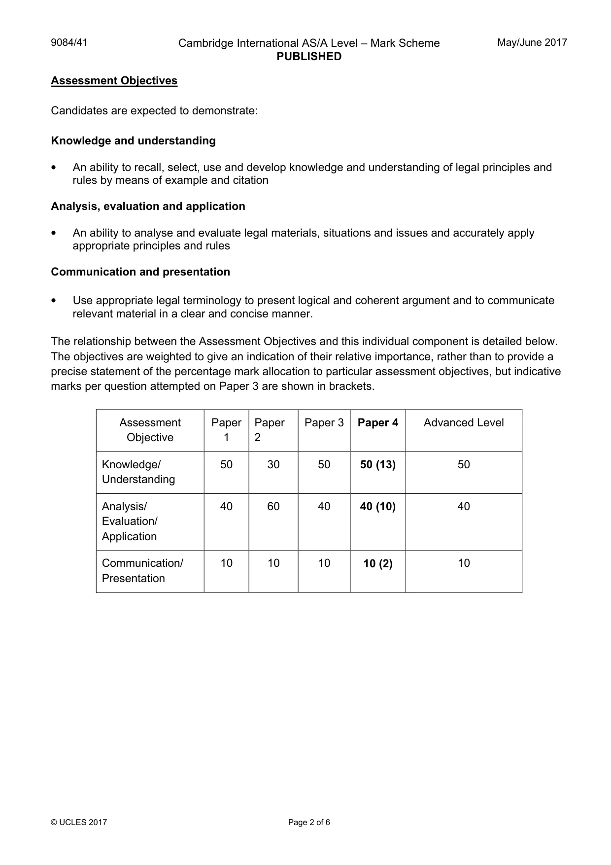 Mark scheme, page 2 of 6