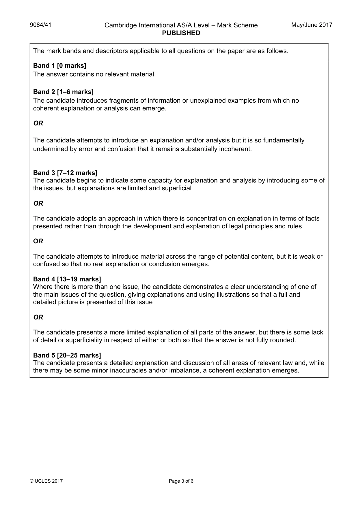 Mark scheme, page 3 of 6