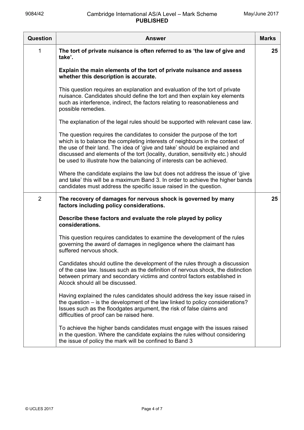Mark scheme, page 4 of 7
