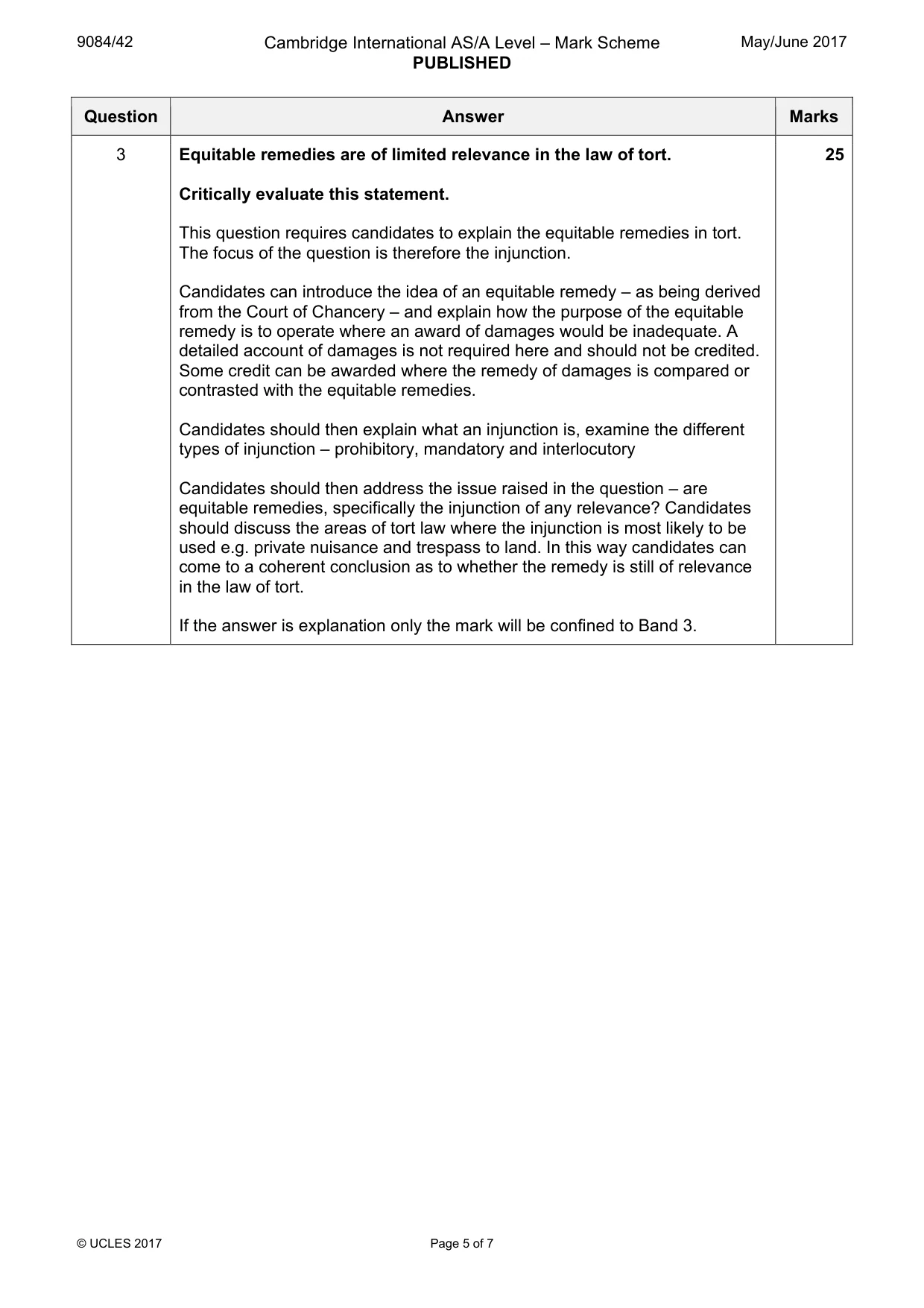 Mark scheme, page 5 of 7
